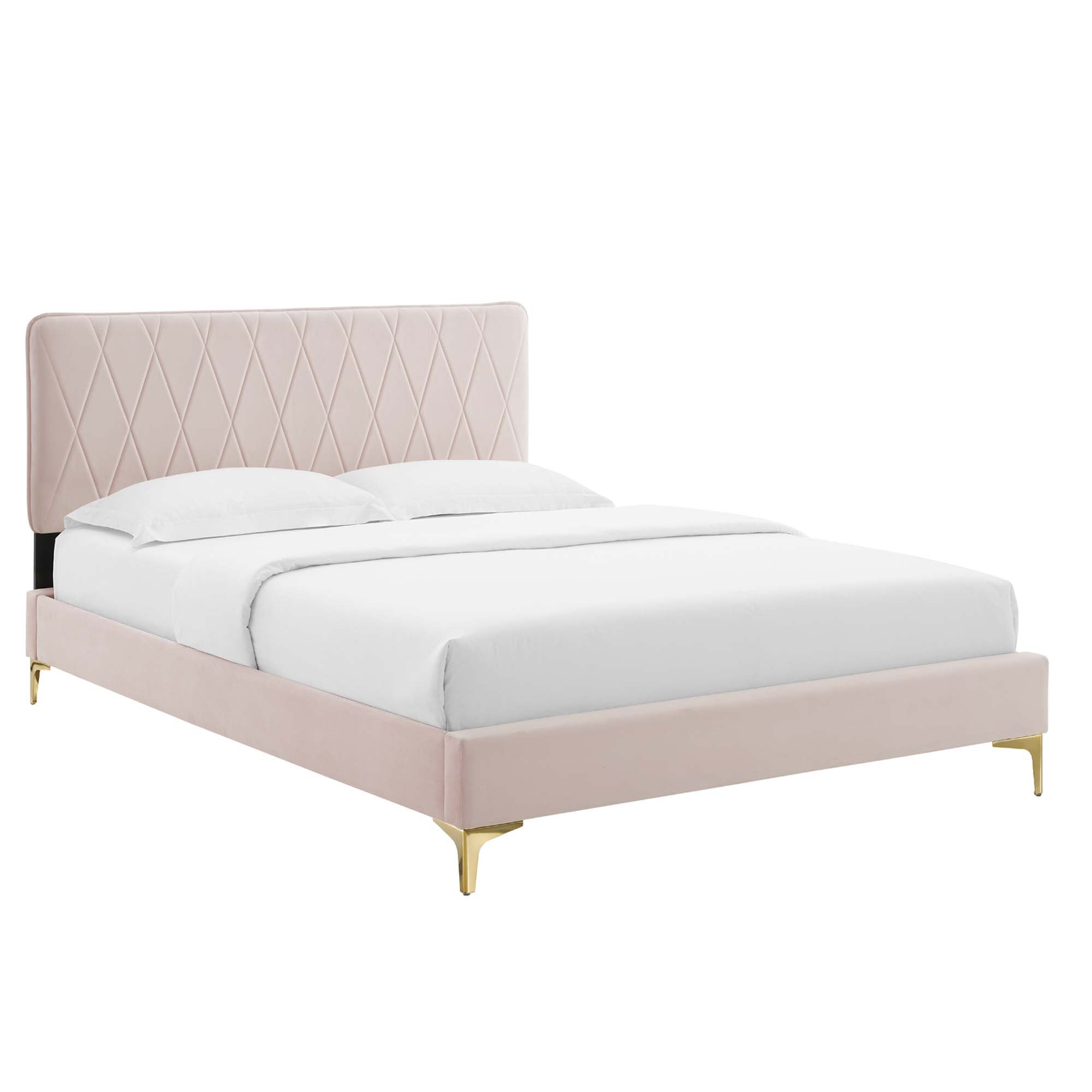 Phillipa Performance Velvet Queen Platform Bed