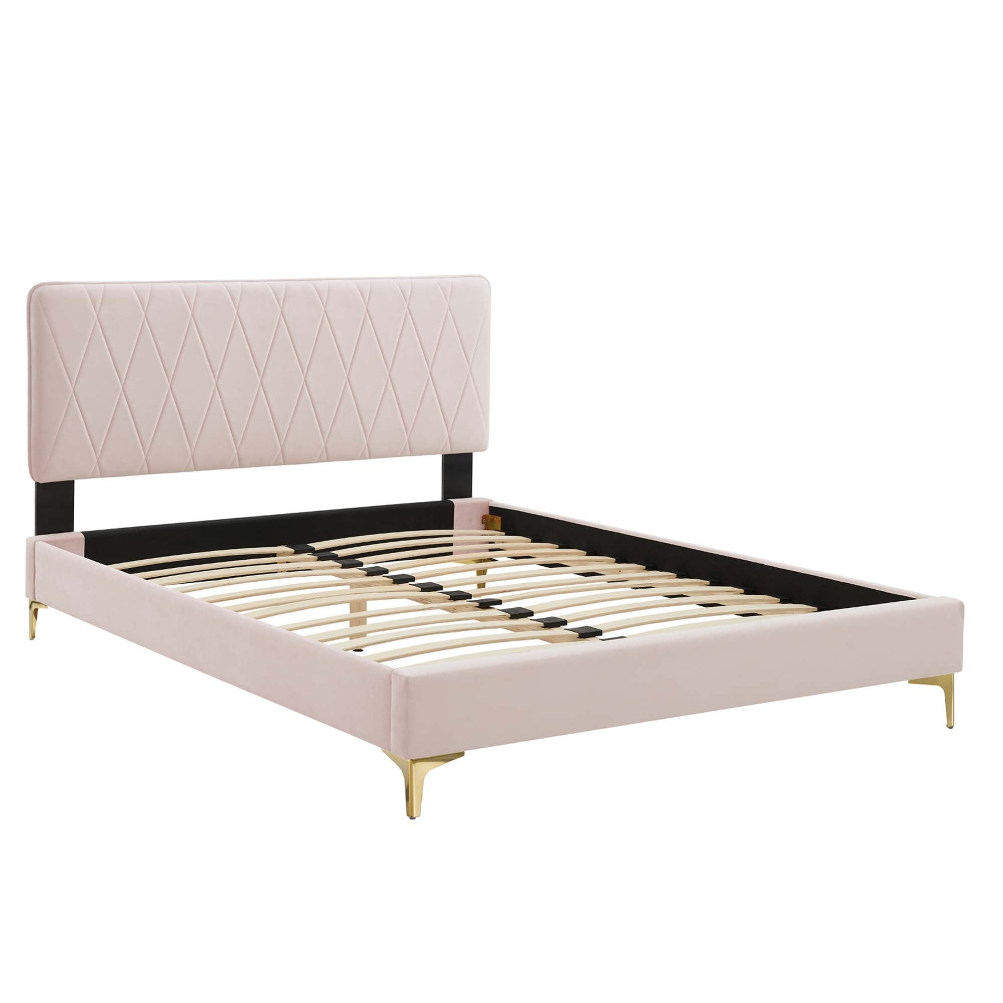 Phillipa Performance Velvet Queen Platform Bed