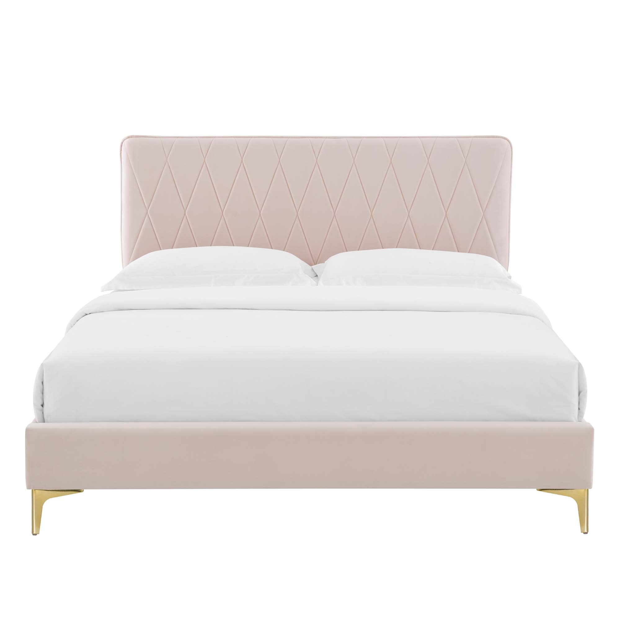 Phillipa Performance Velvet Queen Platform Bed