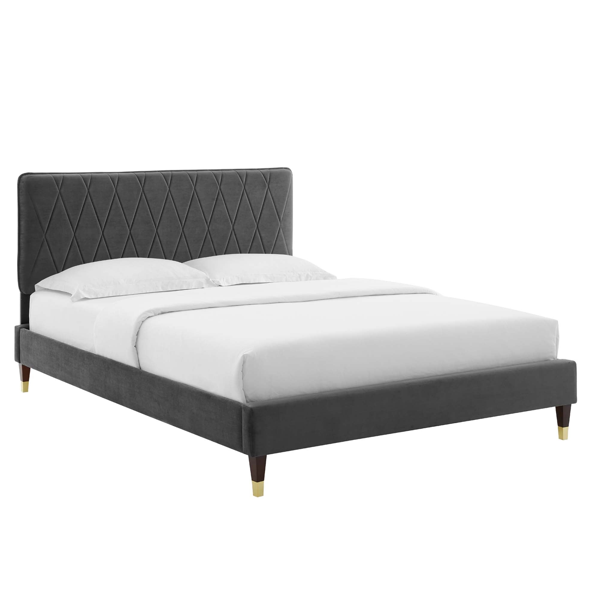 Phillipa Performance Velvet Queen Platform Bed