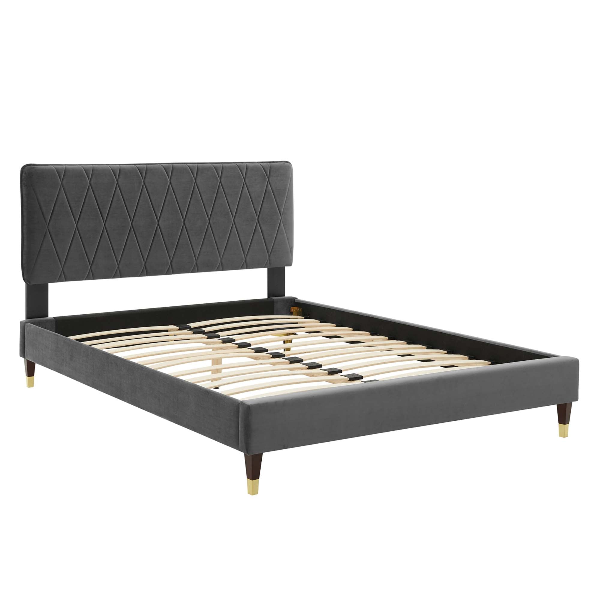 Phillipa Performance Velvet Queen Platform Bed