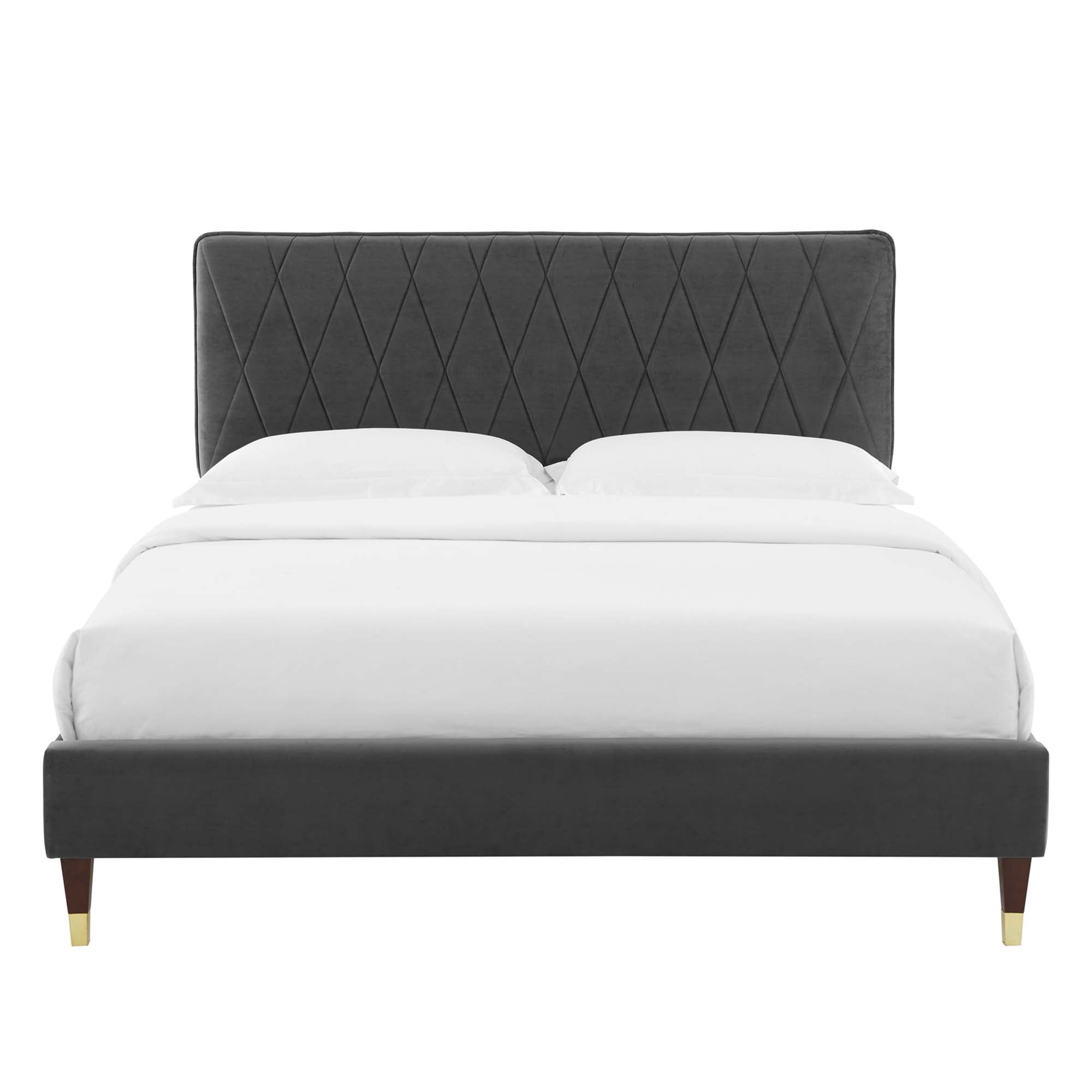 Phillipa Performance Velvet Queen Platform Bed