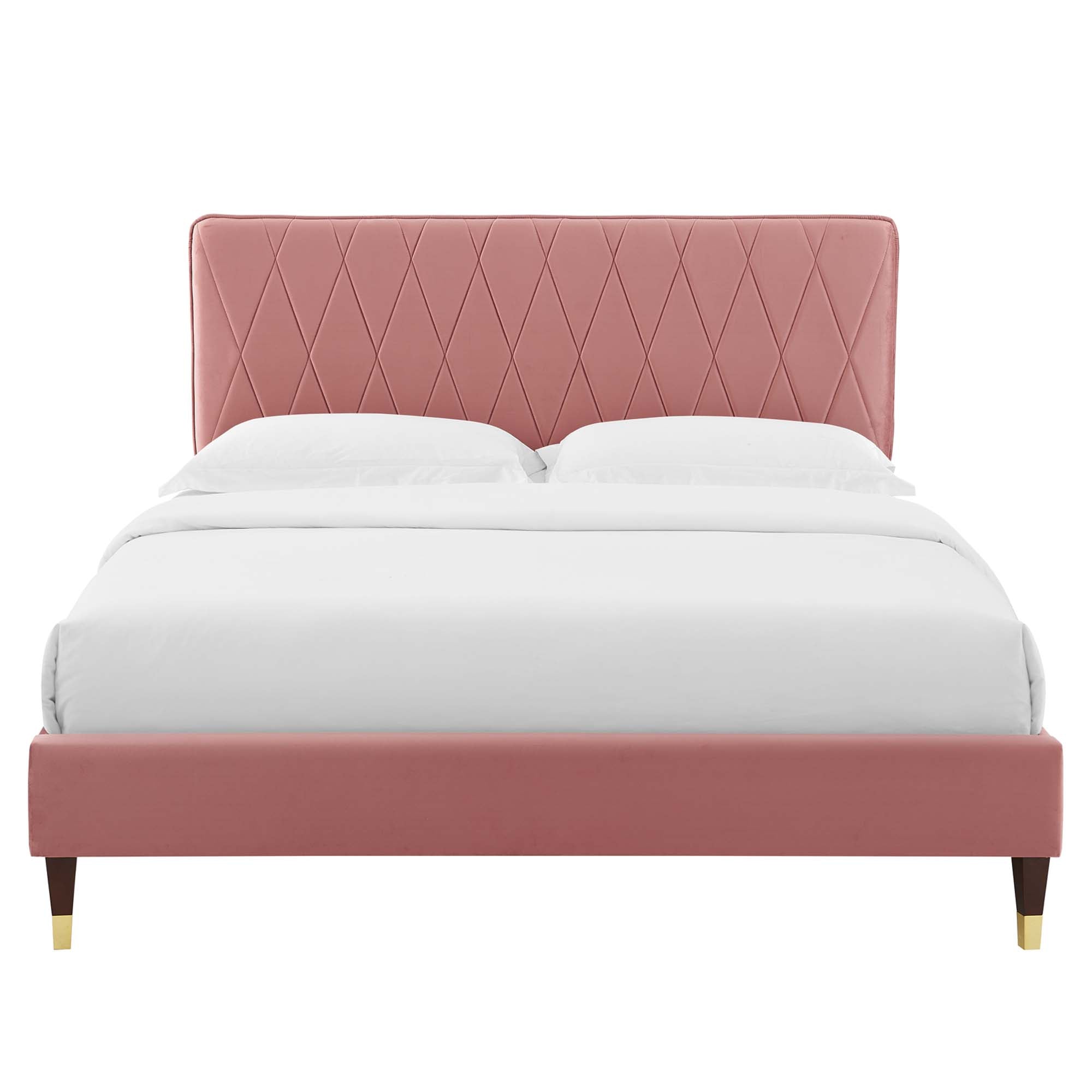 Phillipa Performance Velvet Queen Platform Bed