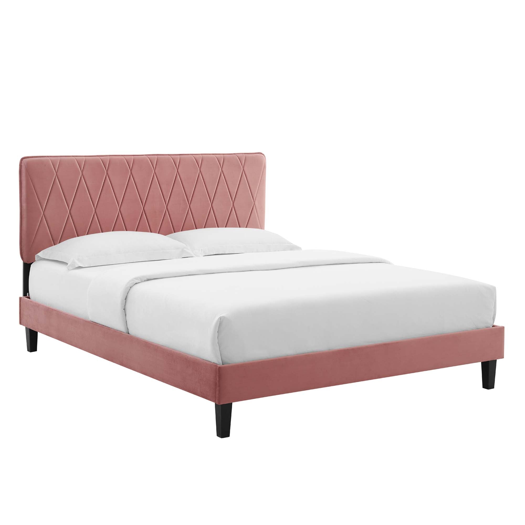 Phillipa Performance Velvet Queen Platform Bed