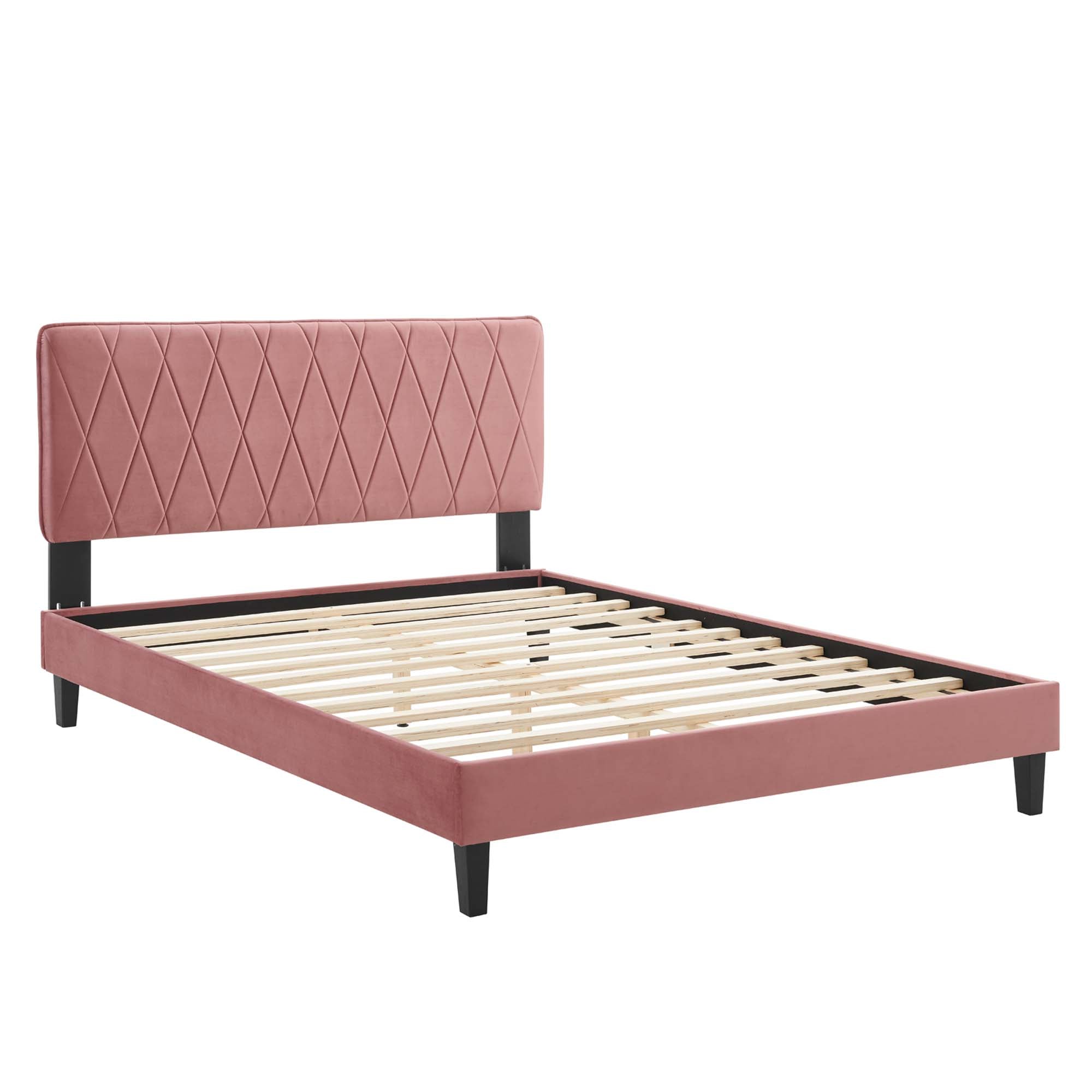 Phillipa Performance Velvet Queen Platform Bed