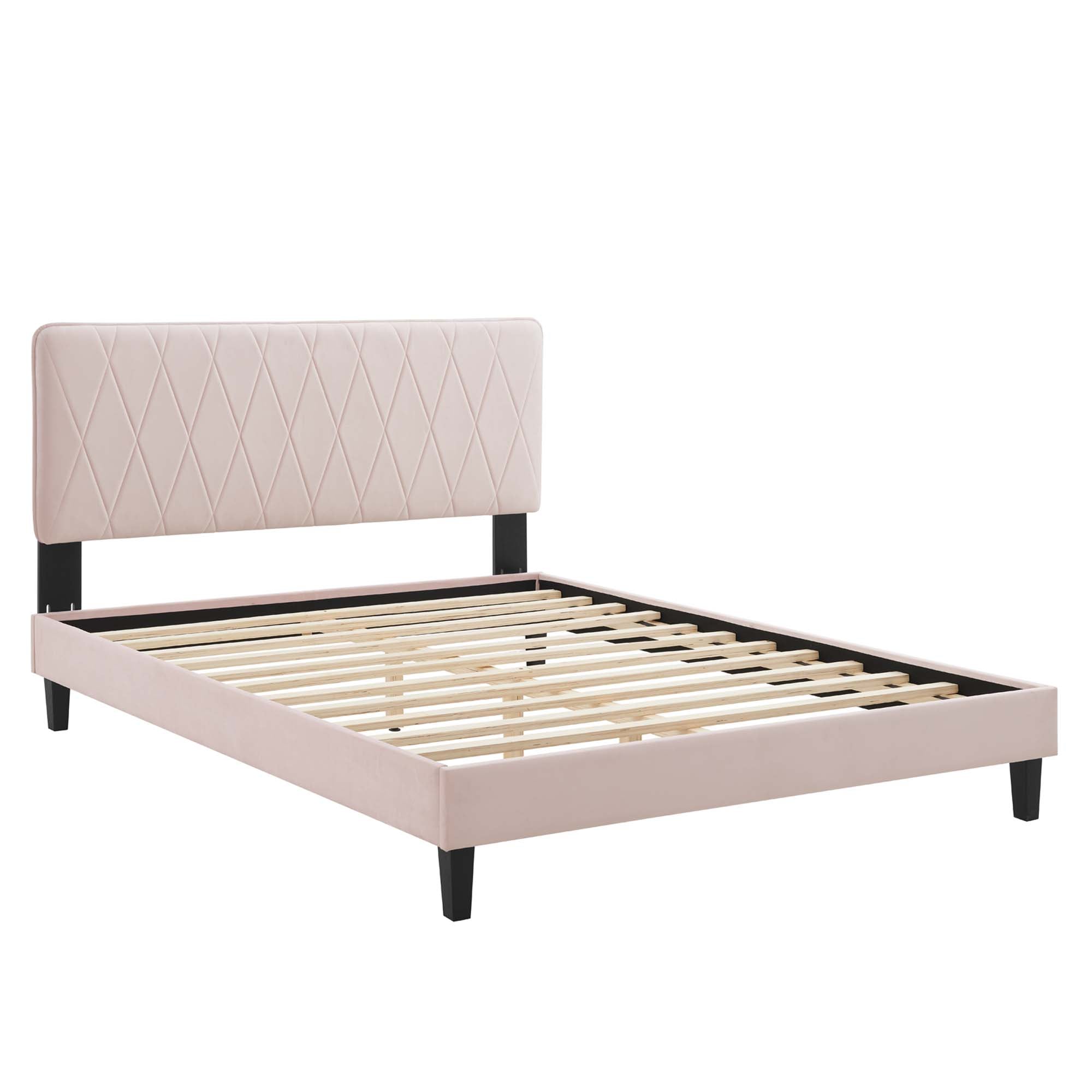 Phillipa Performance Velvet Queen Platform Bed