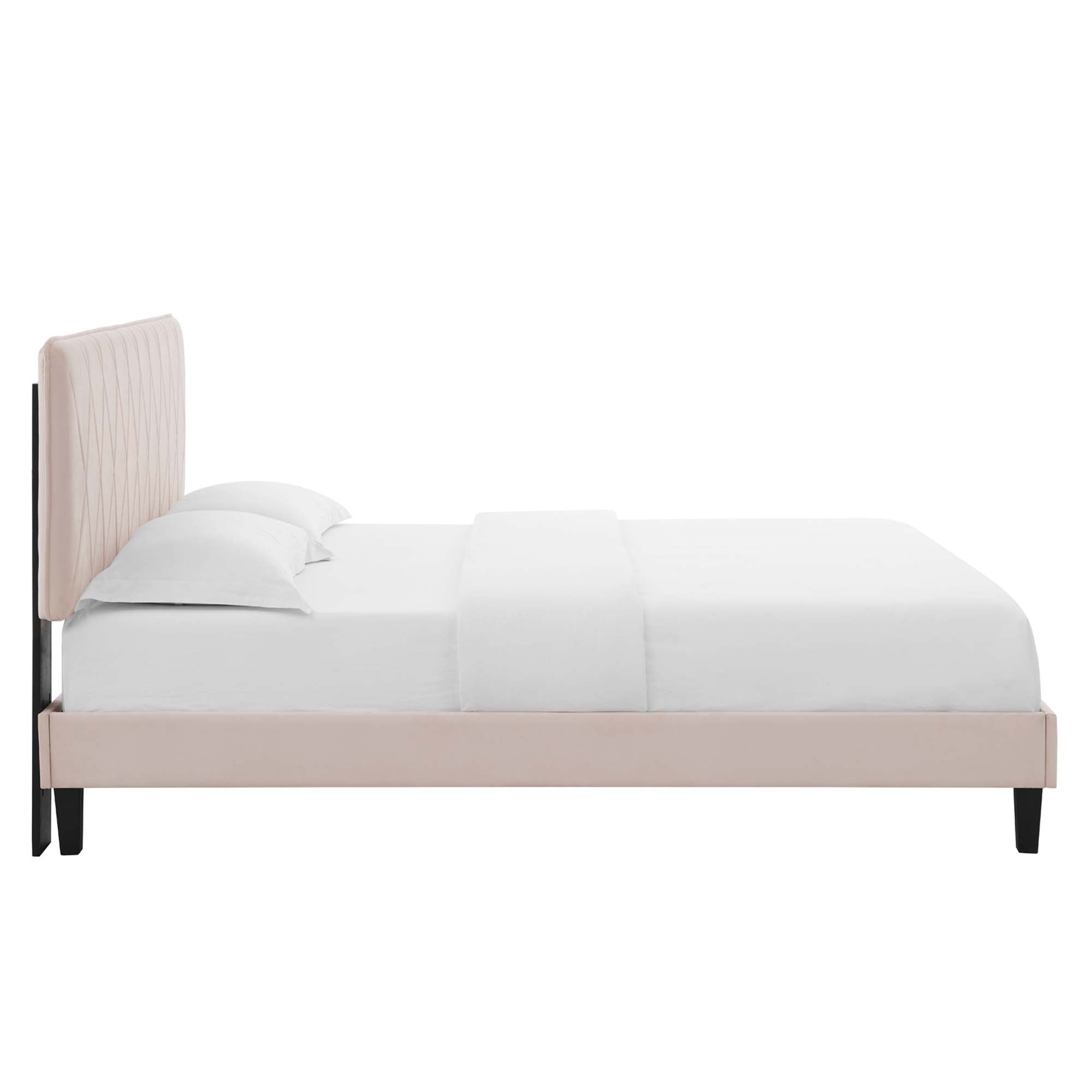 Phillipa Performance Velvet Queen Platform Bed