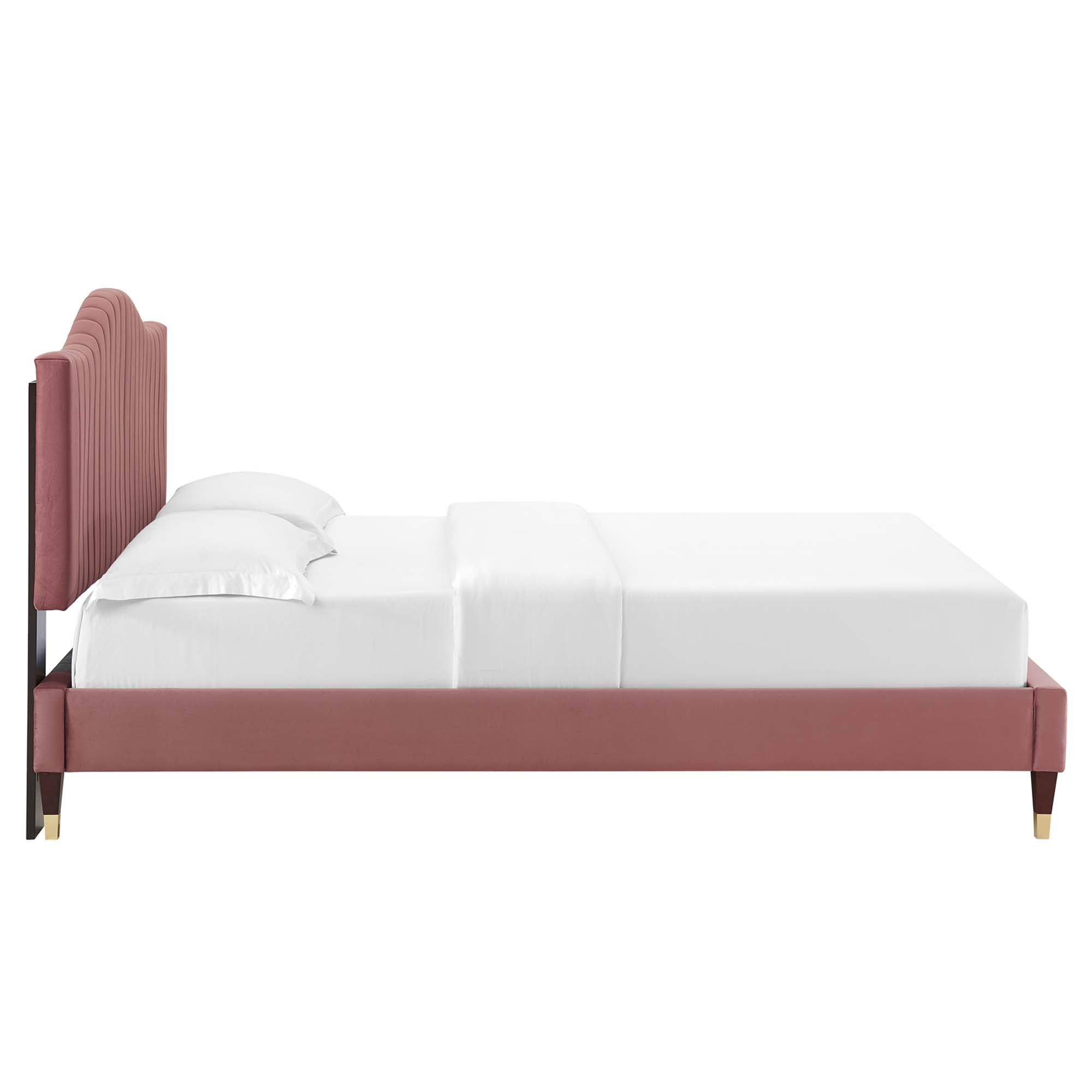 Juniper Channel Tufted Performance Velvet Queen Platform Bed