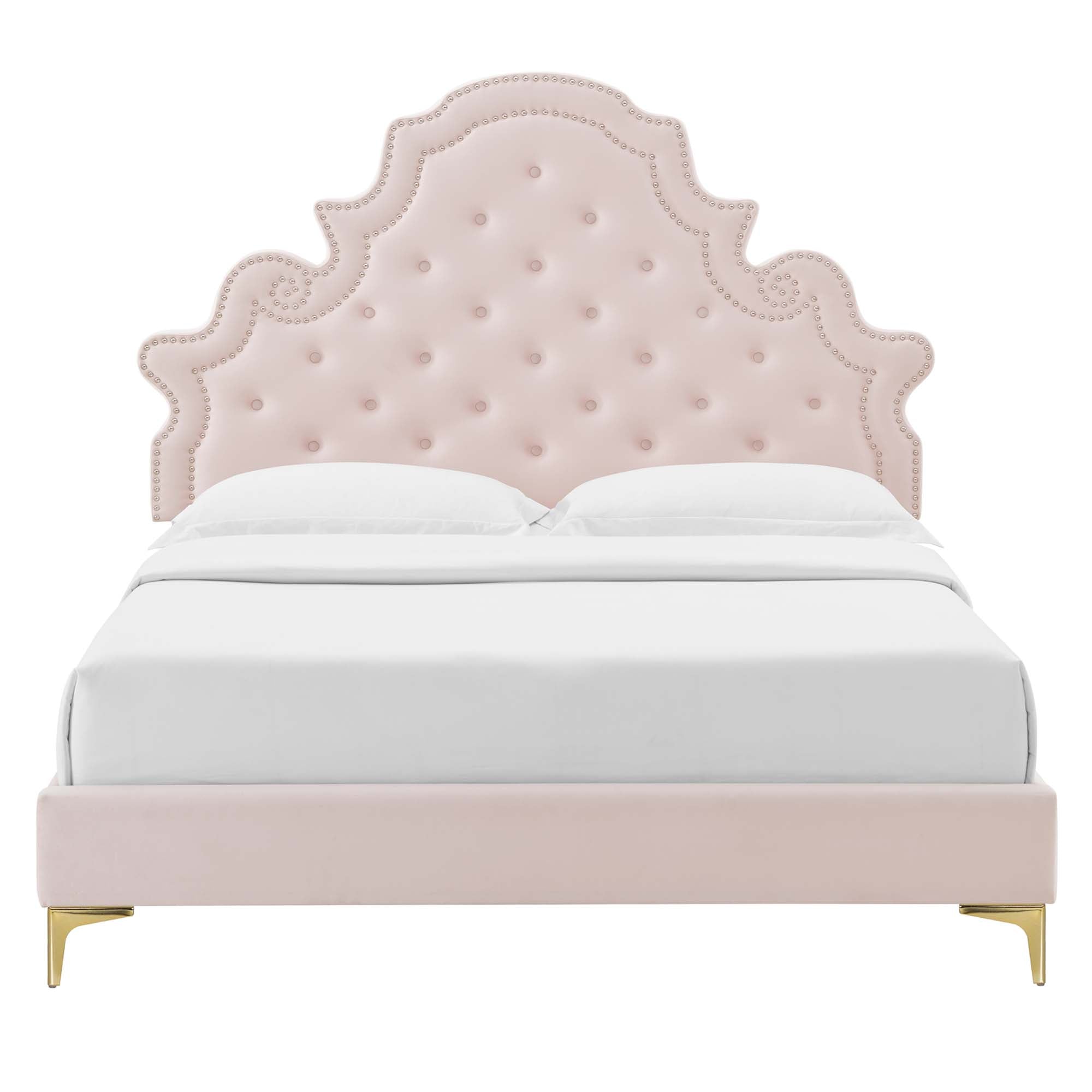 Gwyneth Tufted Performance Velvet Queen Platform Bed