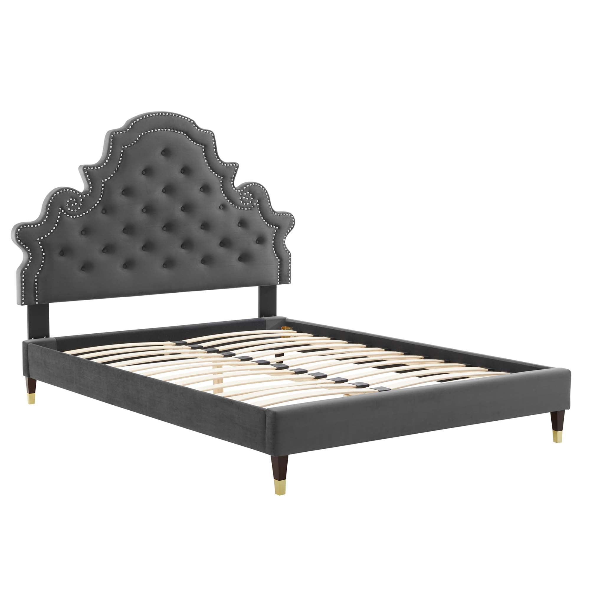 Gwyneth Tufted Performance Velvet Queen Platform Bed