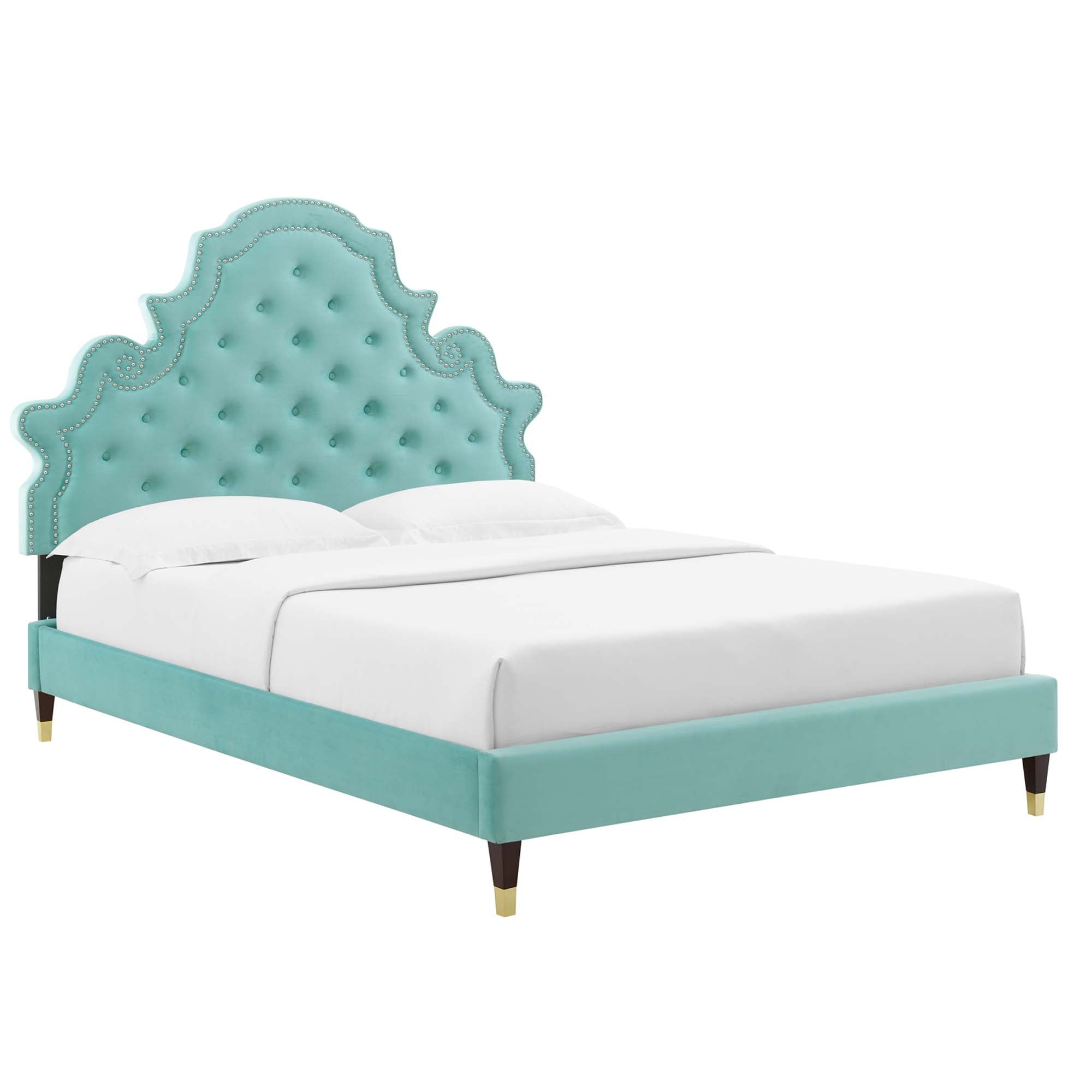 Gwyneth Tufted Performance Velvet Queen Platform Bed