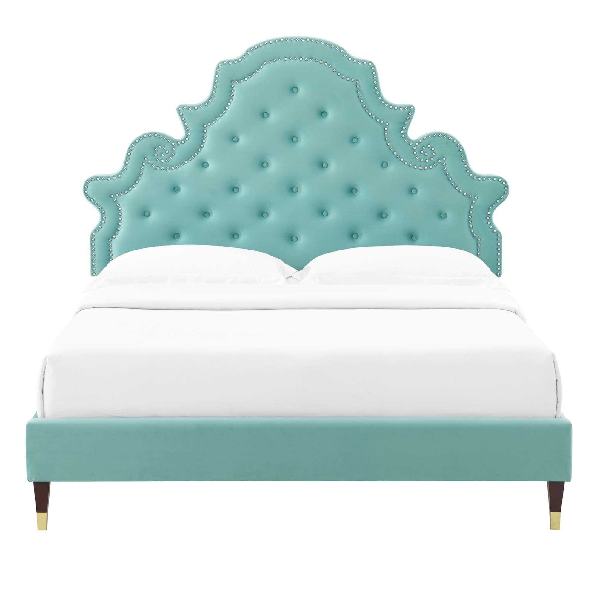 Gwyneth Tufted Performance Velvet Queen Platform Bed