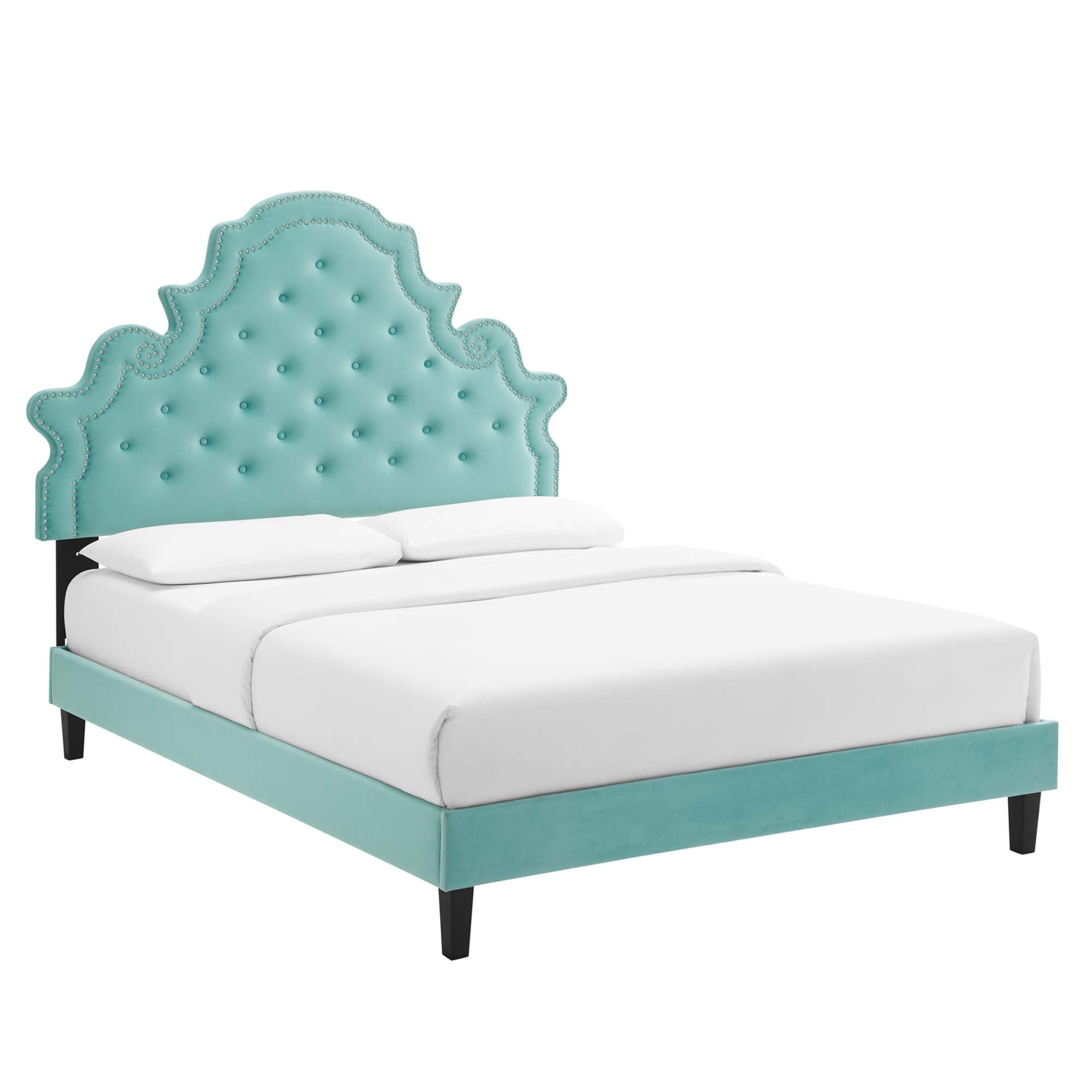 Gwyneth Tufted Performance Velvet Queen Platform Bed