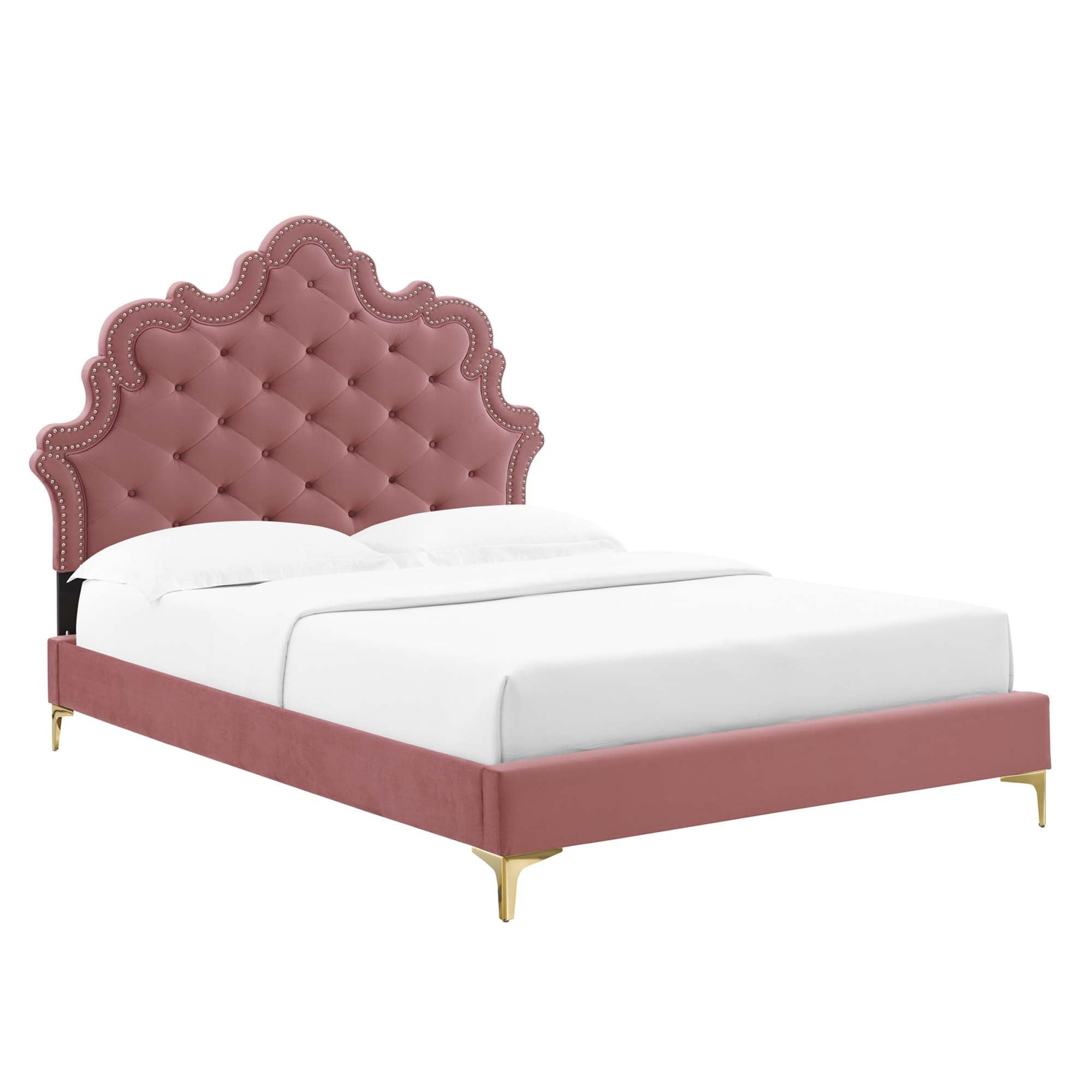 Gwyneth Tufted Performance Velvet Twin Platform Bed