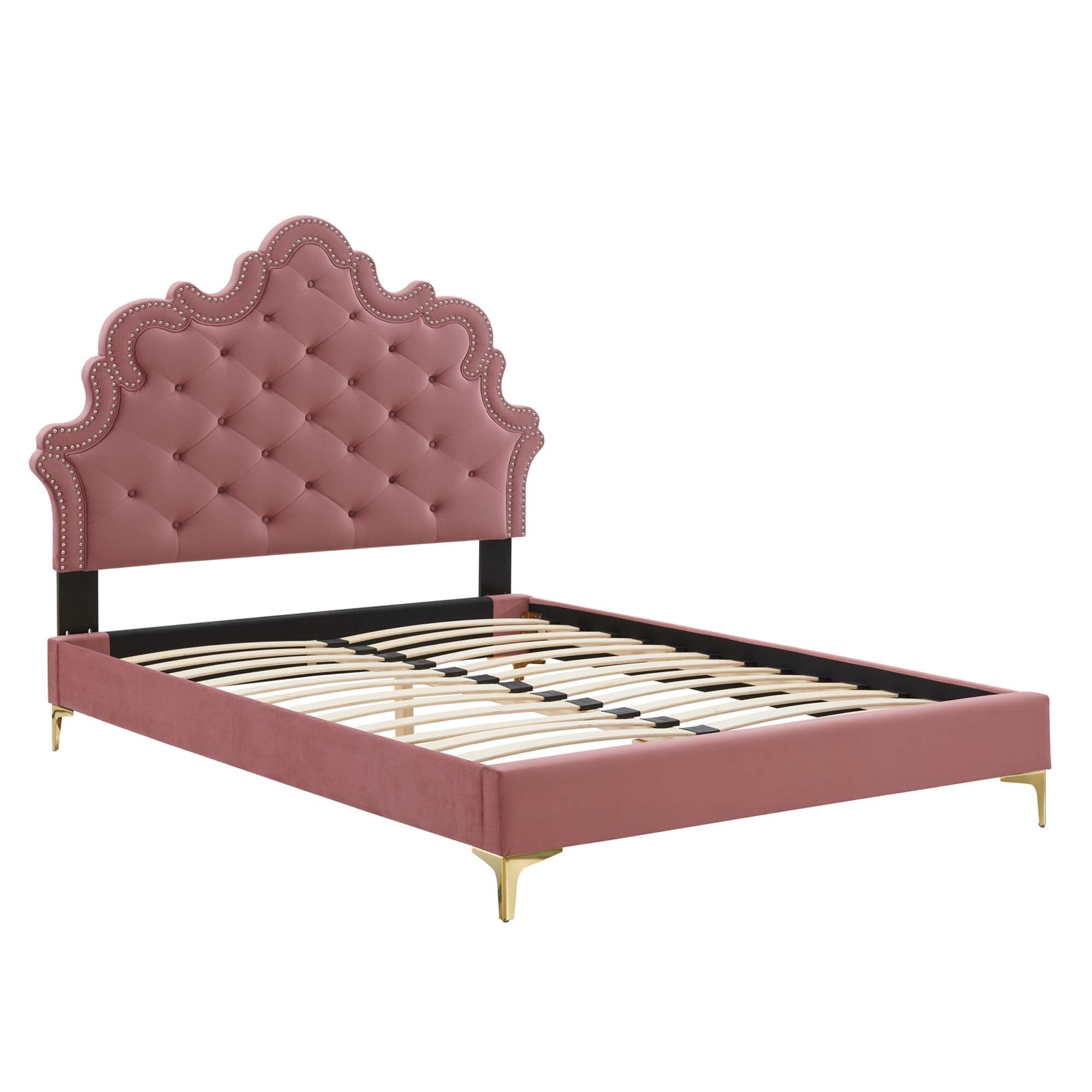 Gwyneth Tufted Performance Velvet Twin Platform Bed