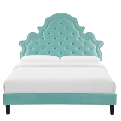 Gwyneth Tufted Performance Velvet Full Platform Bed