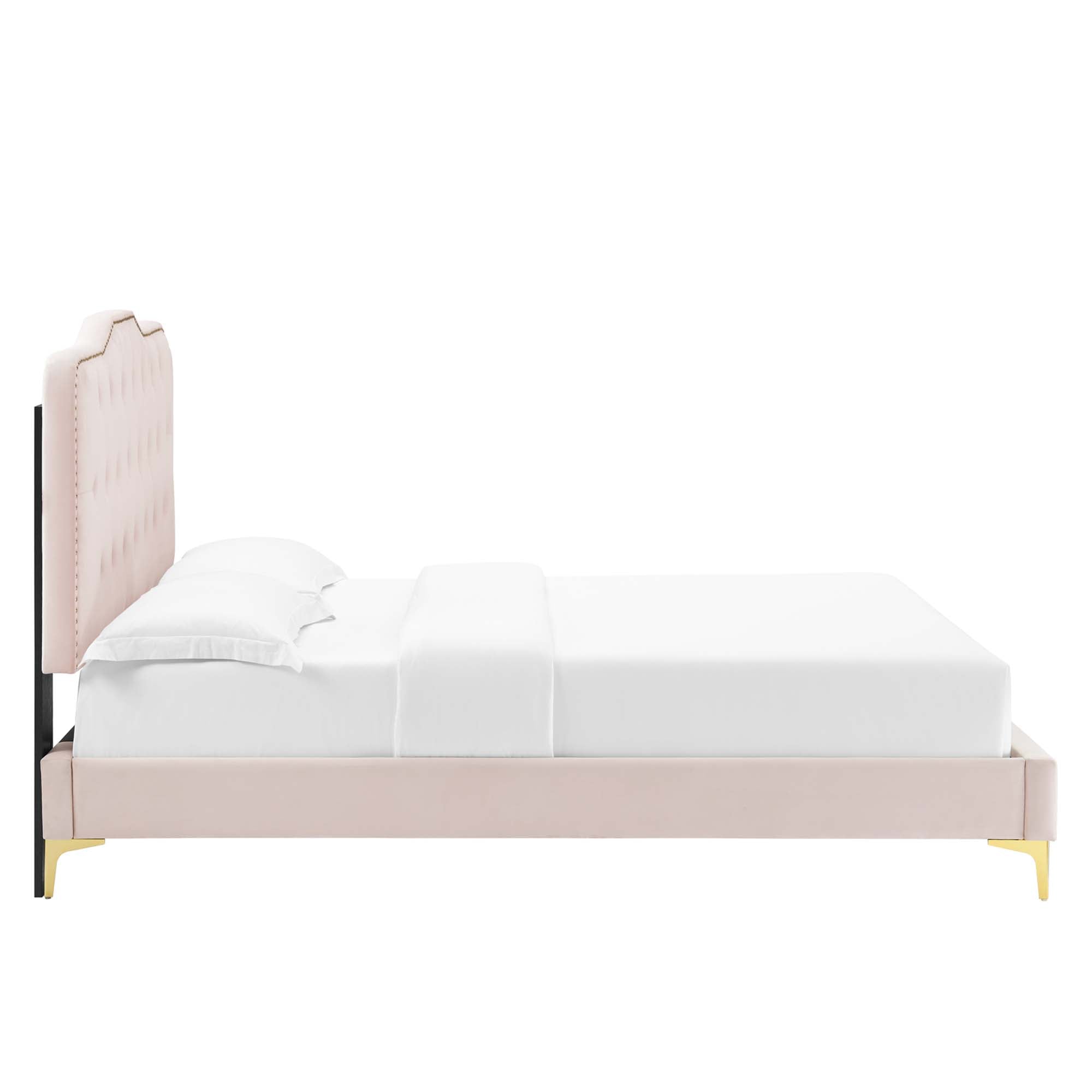 Amber Performance Velvet Queen Platform Bed