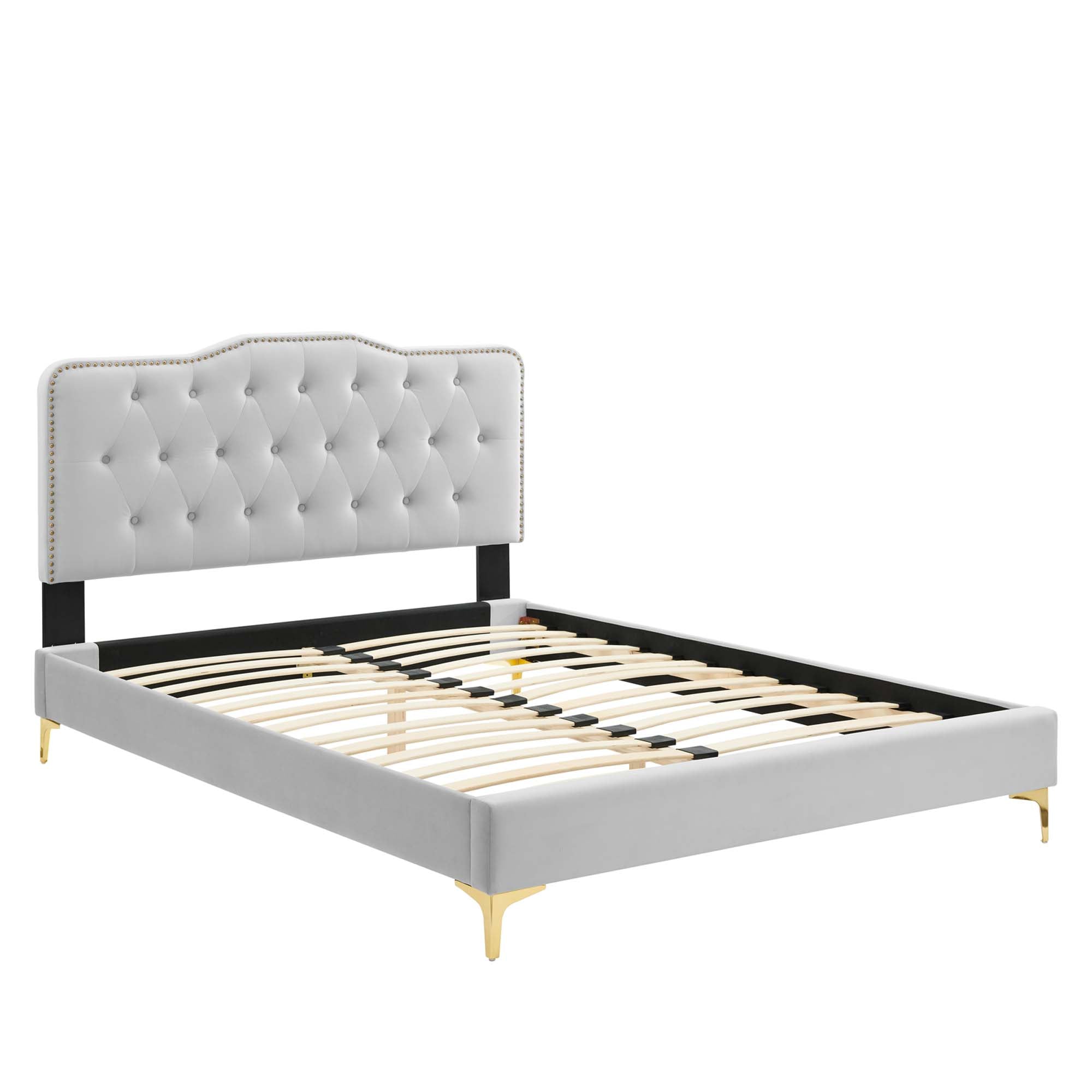 Amber Tufted Performance Velvet Twin Platform Bed