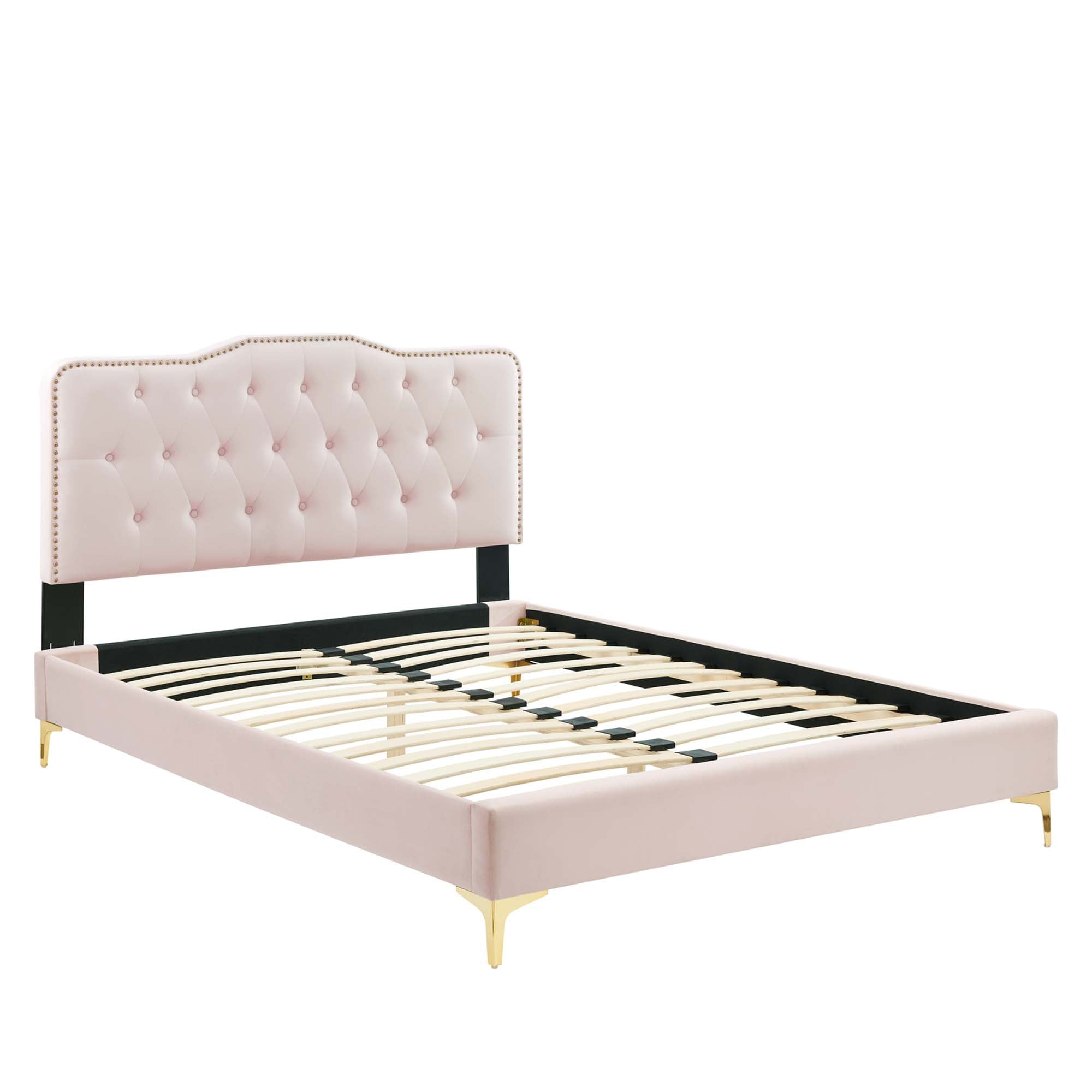 Amber Tufted Performance Velvet Twin Platform Bed