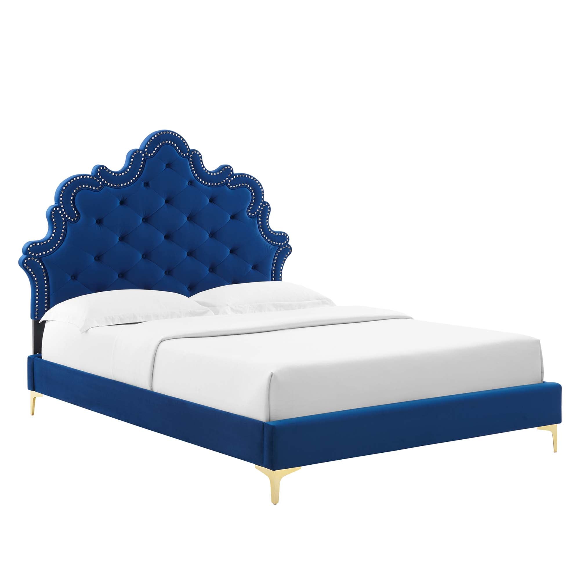 Sasha Button-Tufted Performance Velvet Twin Bed