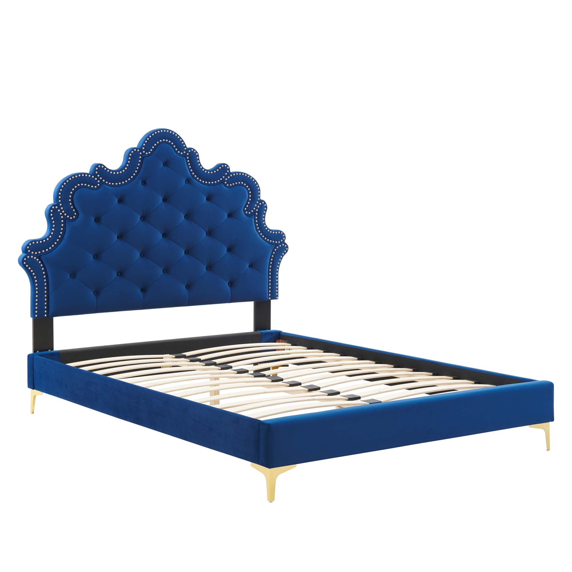 Sasha Button-Tufted Performance Velvet Twin Bed