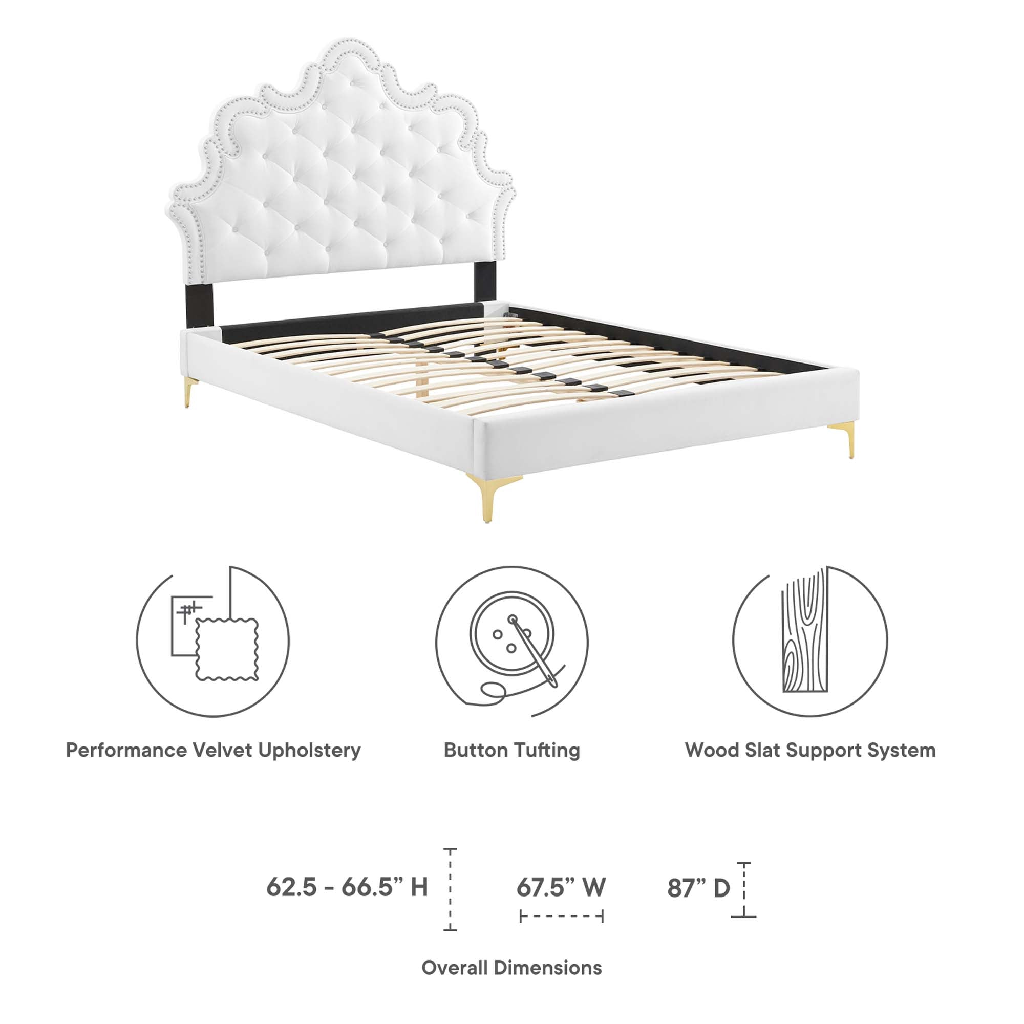 Sasha Button-Tufted Performance Velvet Twin Bed