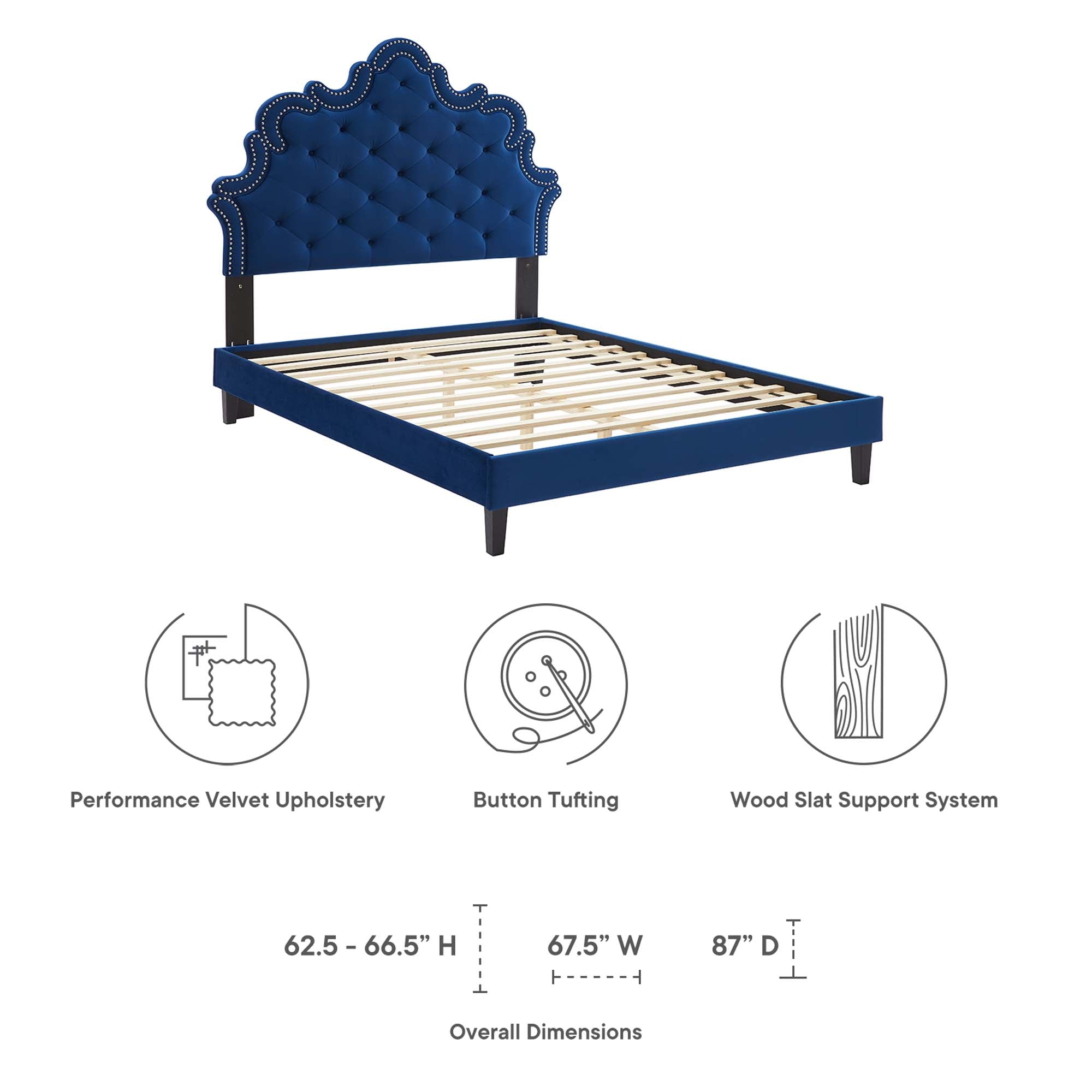 Sasha Button-Tufted Performance Velvet Twin Bed