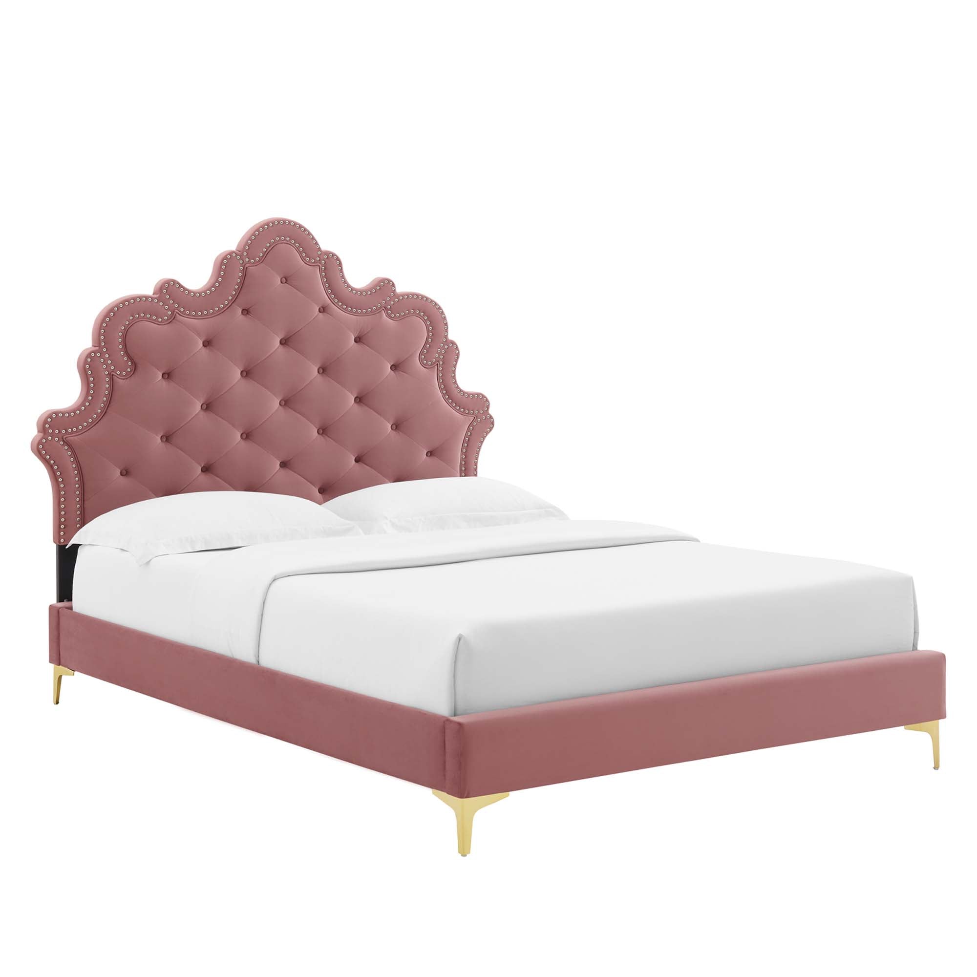 Sasha Button-Tufted Performance Velvet King Bed