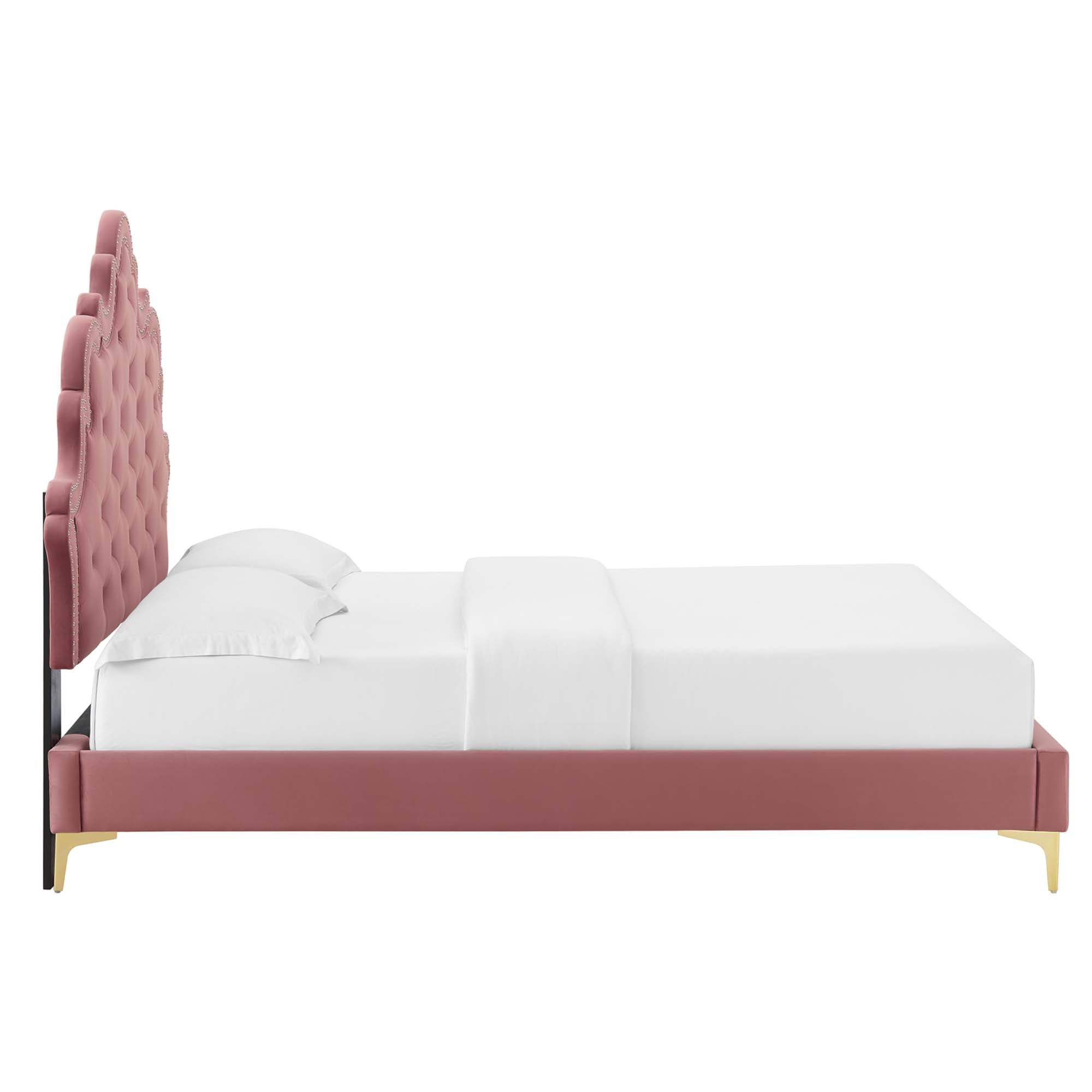 Sasha Button-Tufted Performance Velvet King Bed