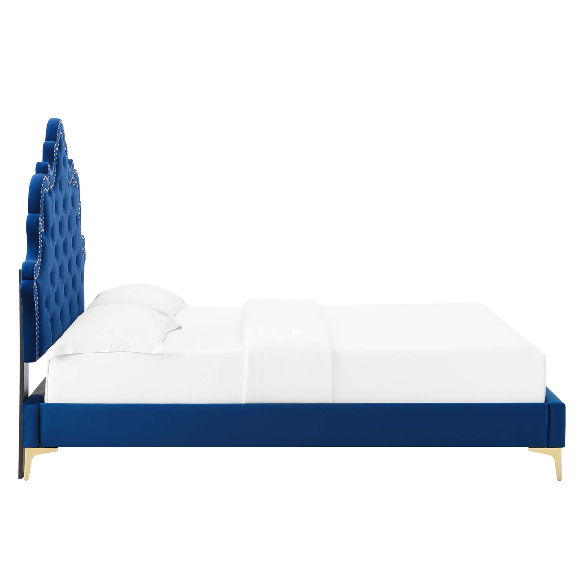 Sasha Button-Tufted Performance Velvet King Bed