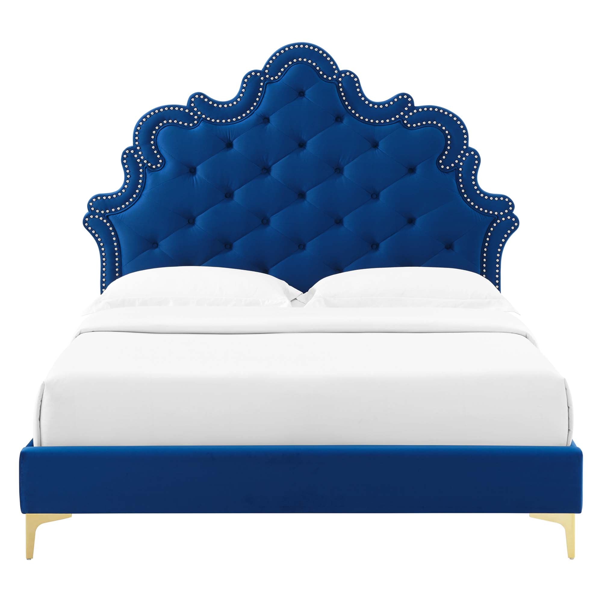 Sasha Button-Tufted Performance Velvet King Bed