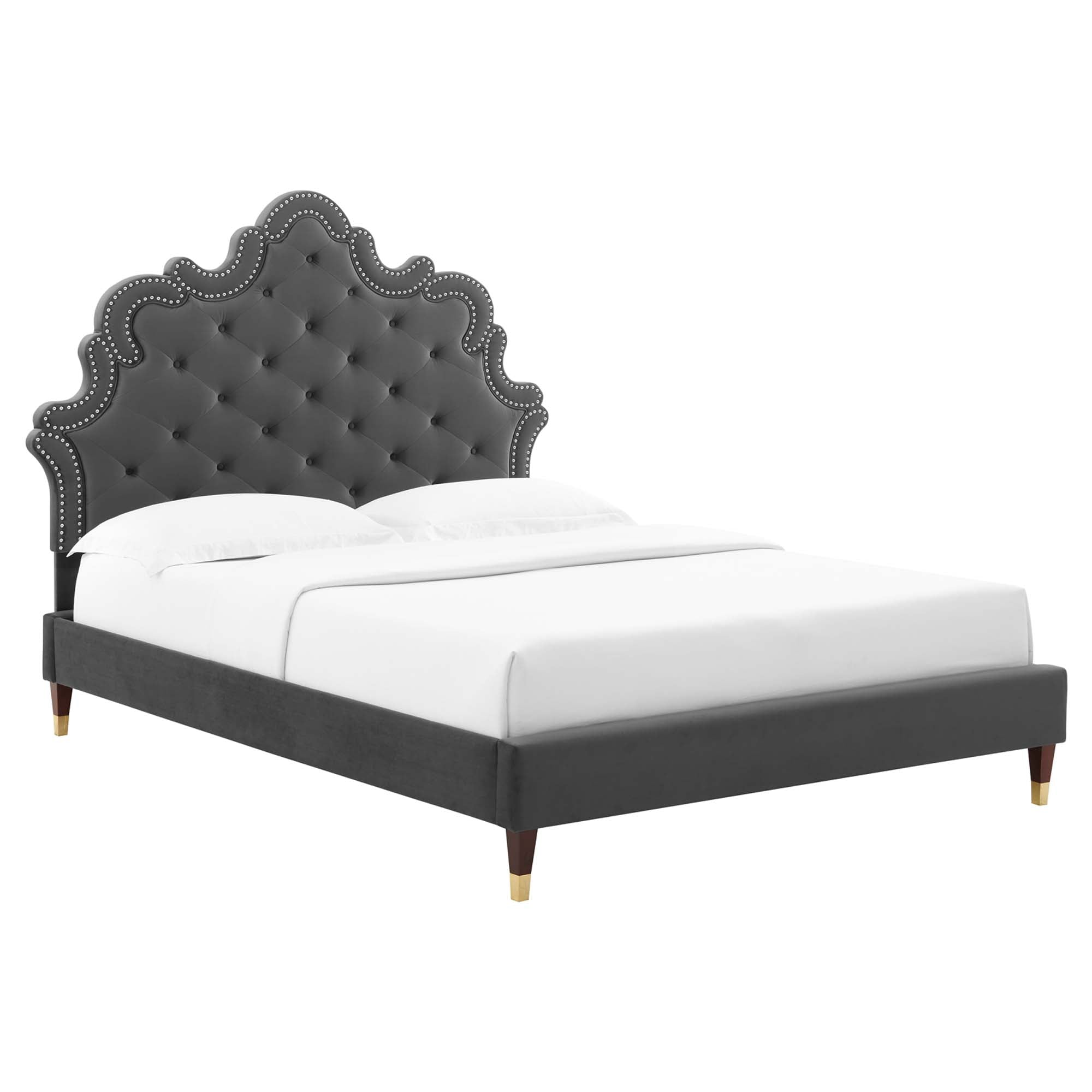 Sasha Button-Tufted Performance Velvet King Bed