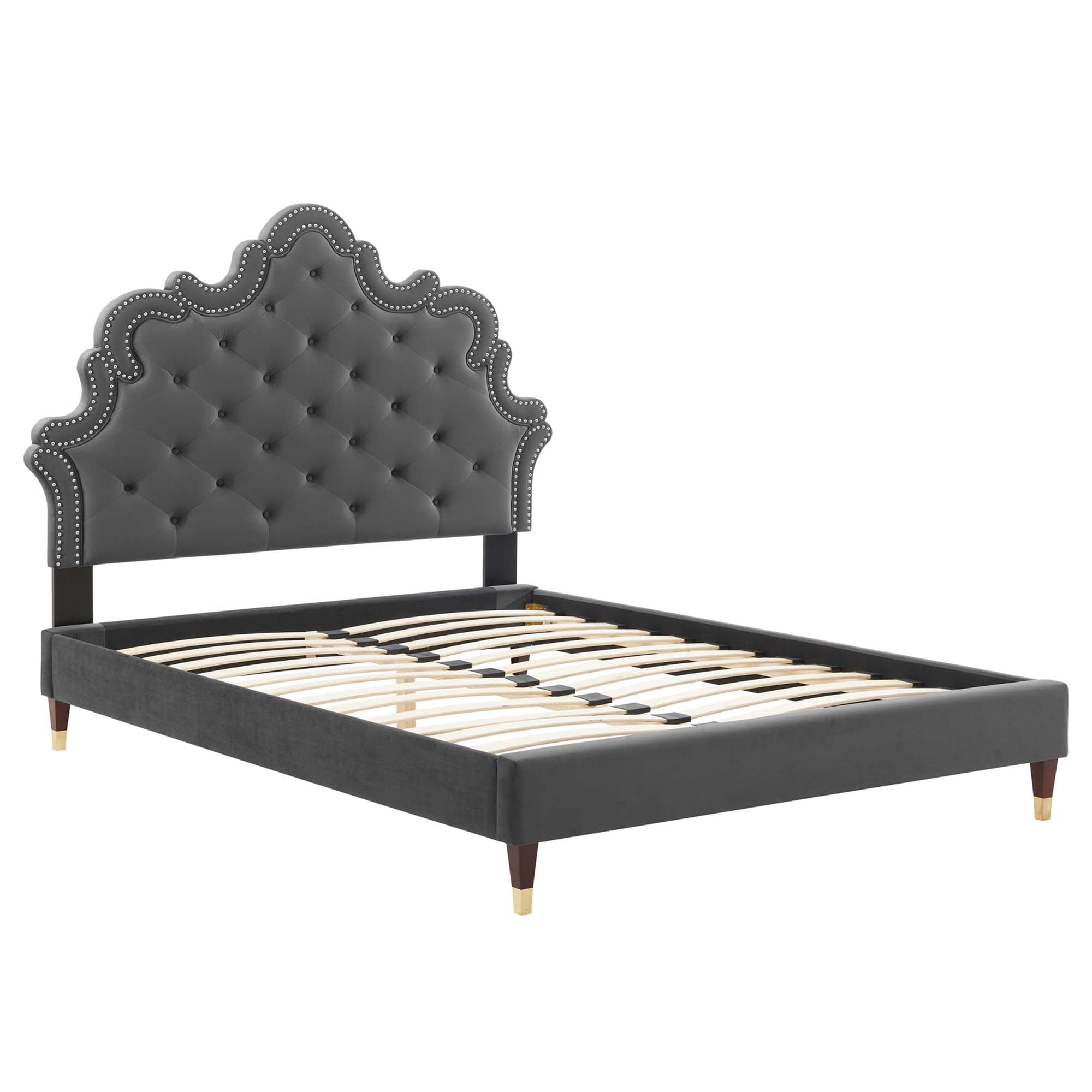 Sasha Button-Tufted Performance Velvet King Bed