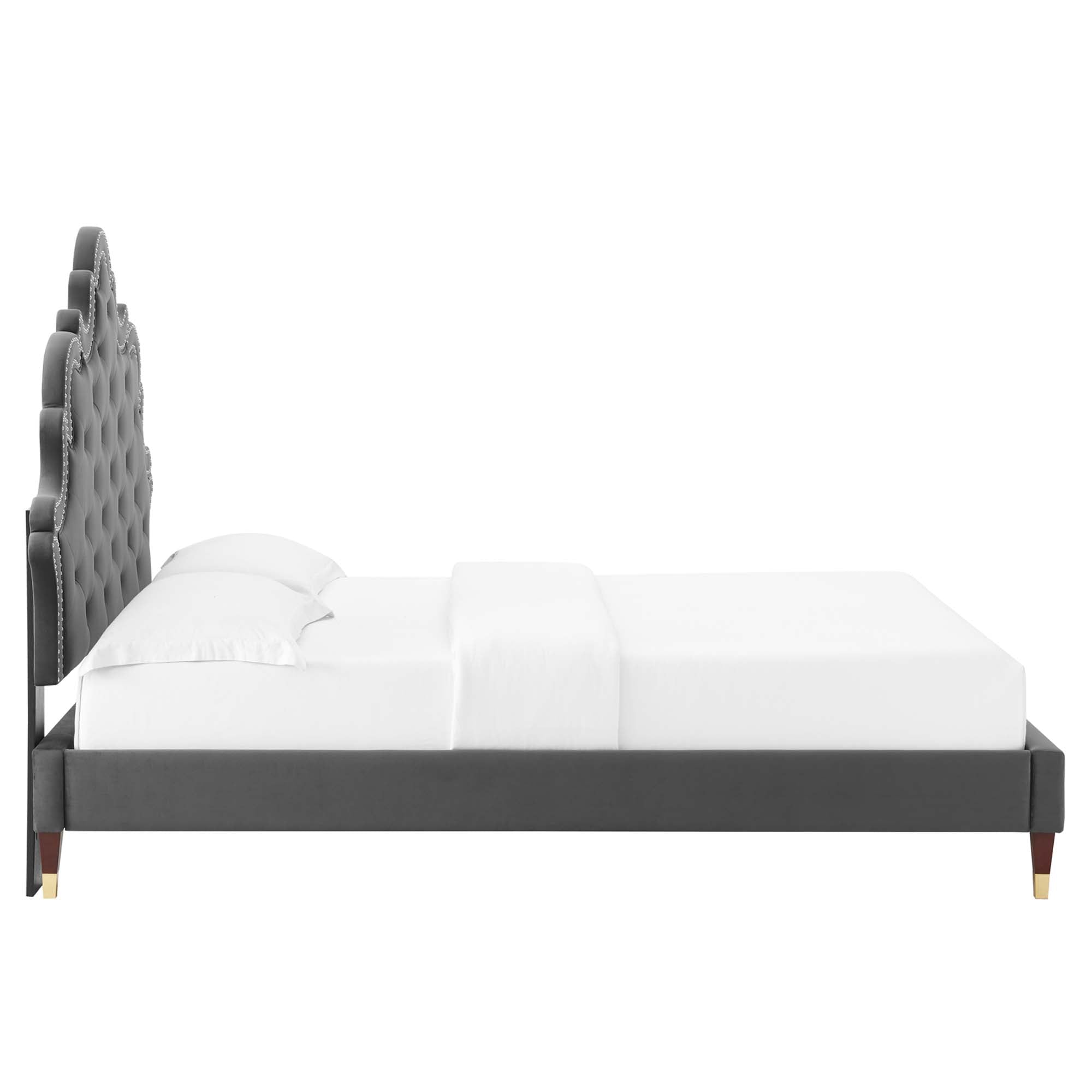 Sasha Button-Tufted Performance Velvet King Bed