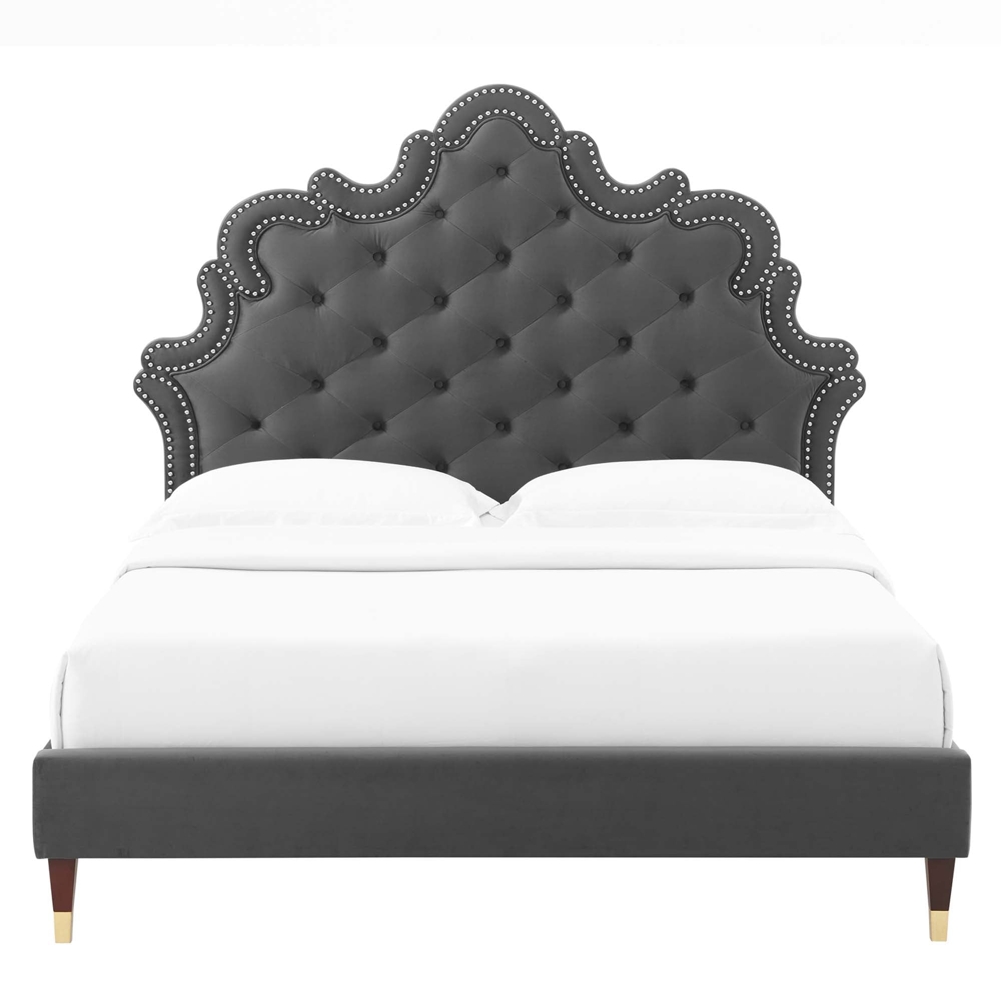 Sasha Button-Tufted Performance Velvet King Bed