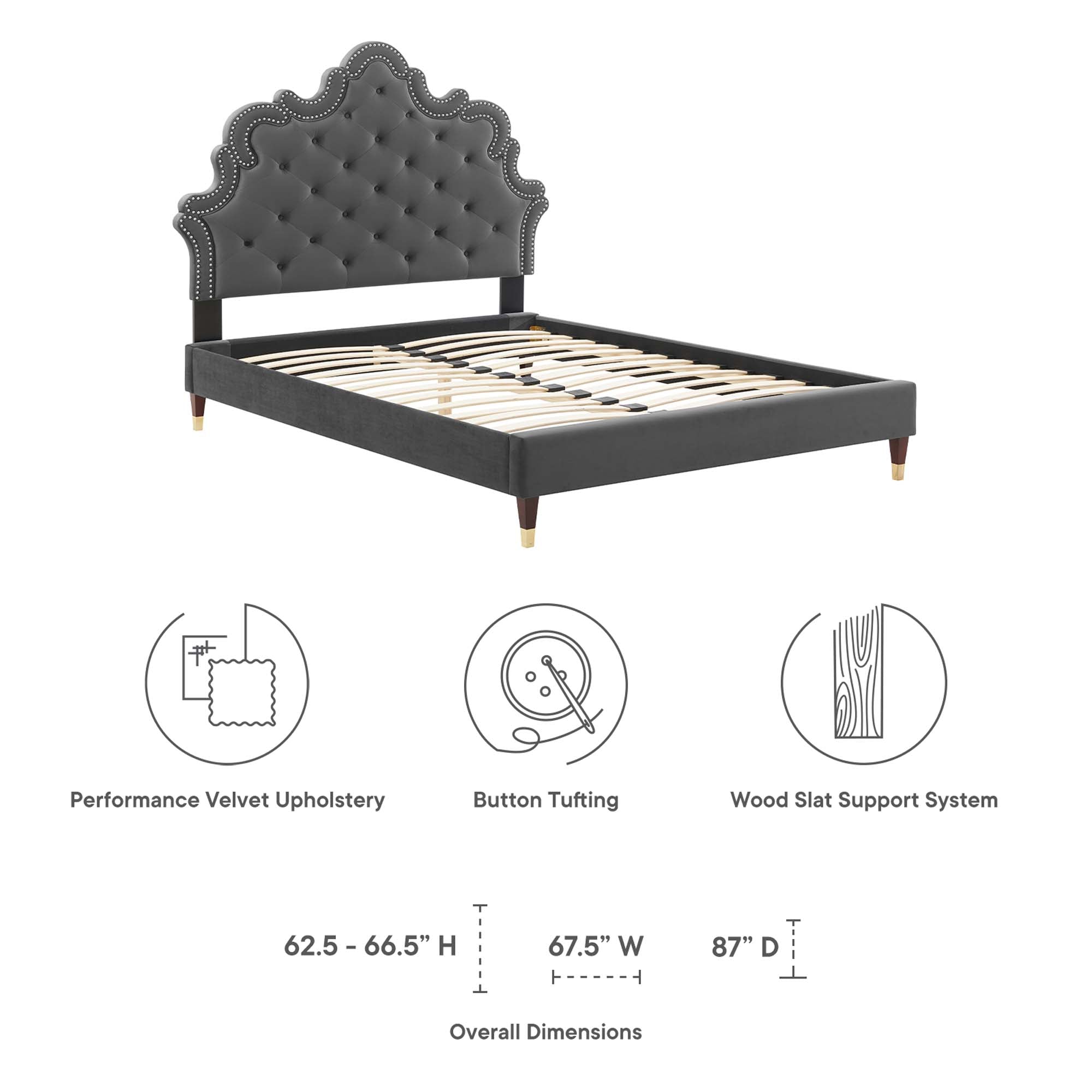 Sasha Button-Tufted Performance Velvet King Bed