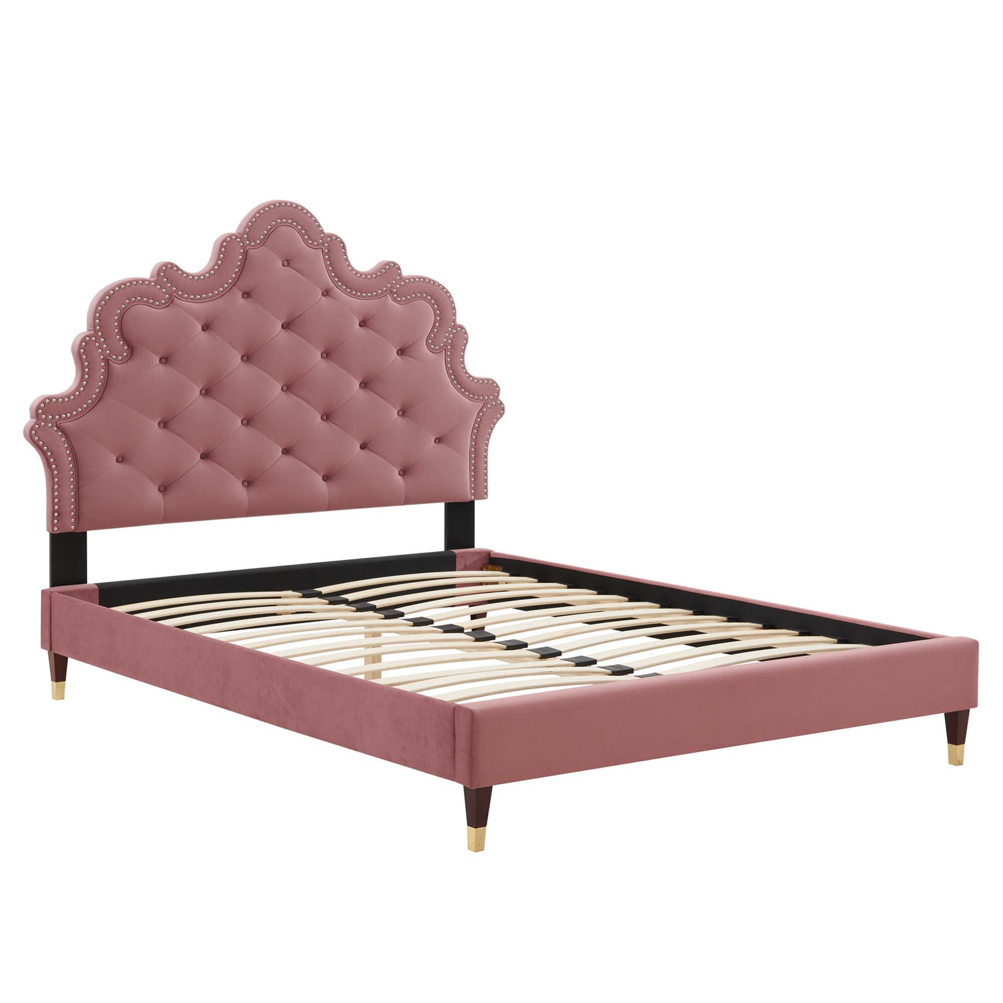 Sasha Button-Tufted Performance Velvet King Bed