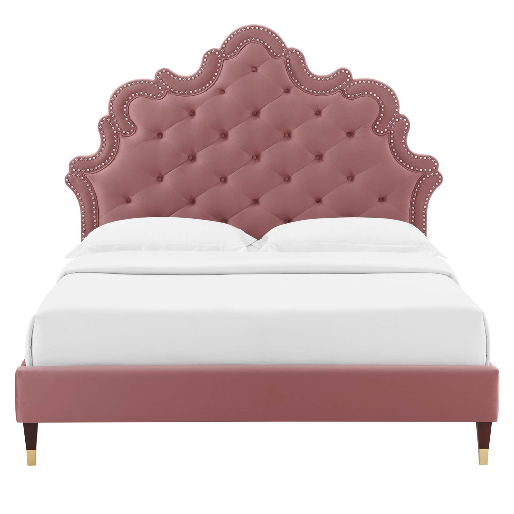 Sasha Button-Tufted Performance Velvet King Bed