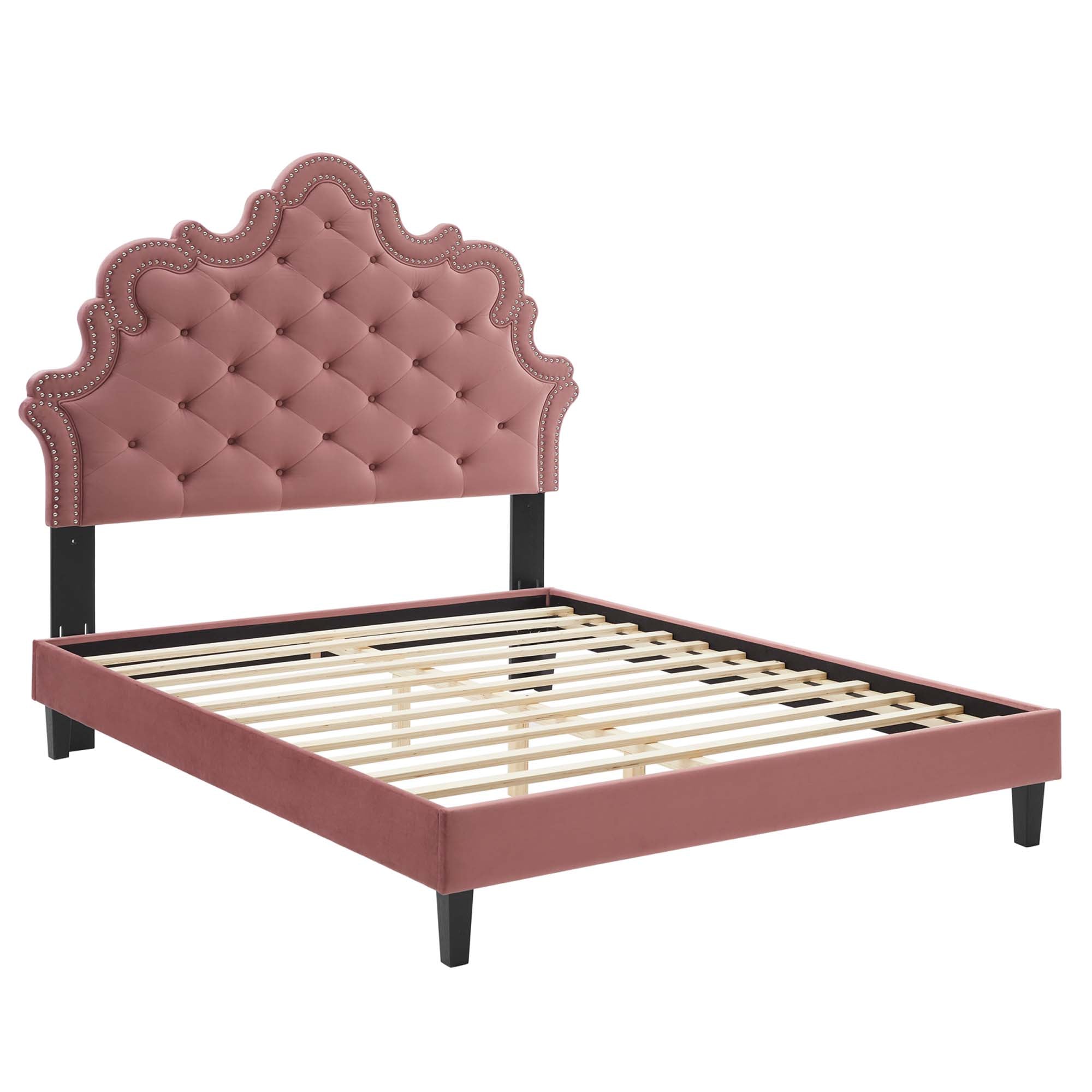 Sasha Button-Tufted Performance Velvet King Bed