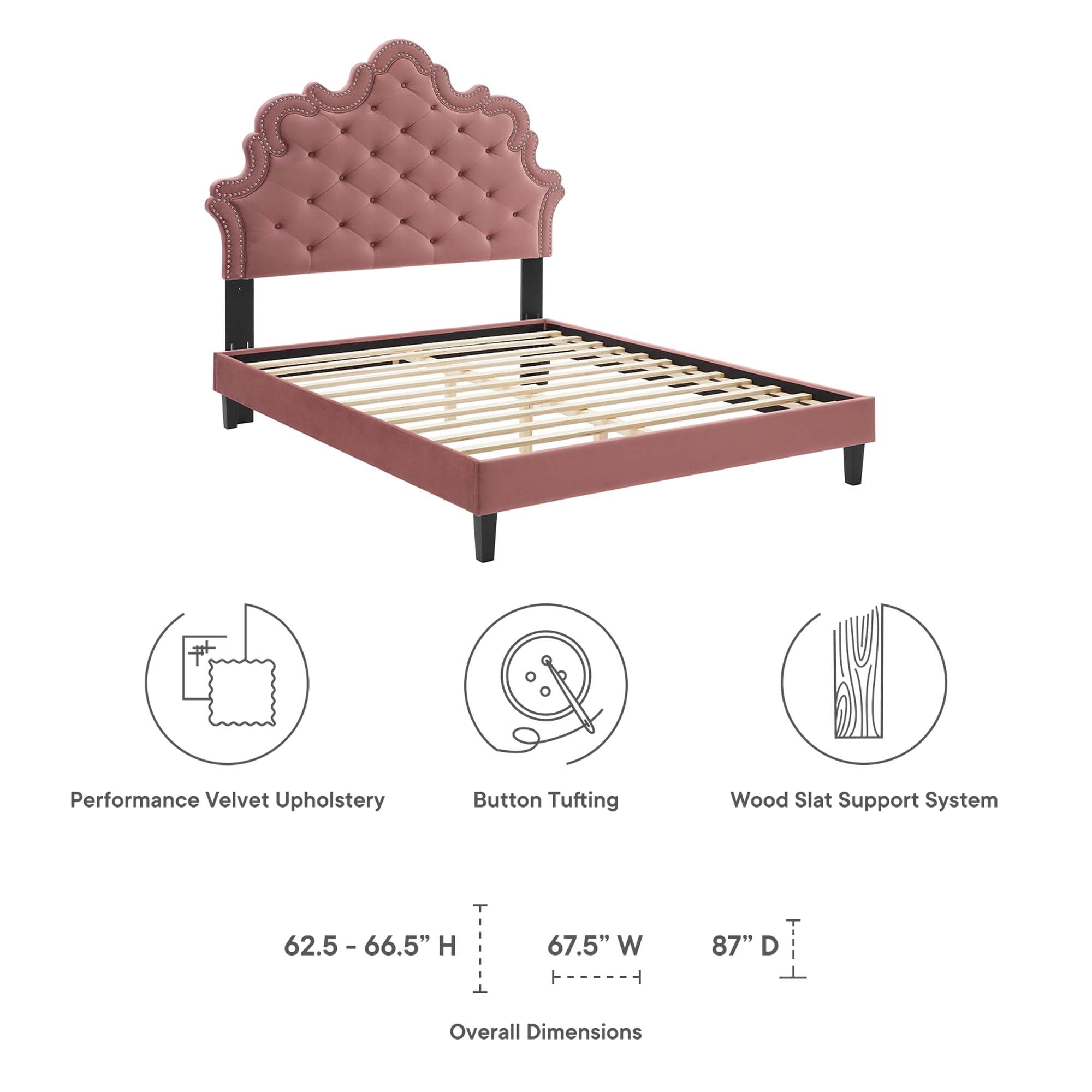 Sasha Button-Tufted Performance Velvet King Bed