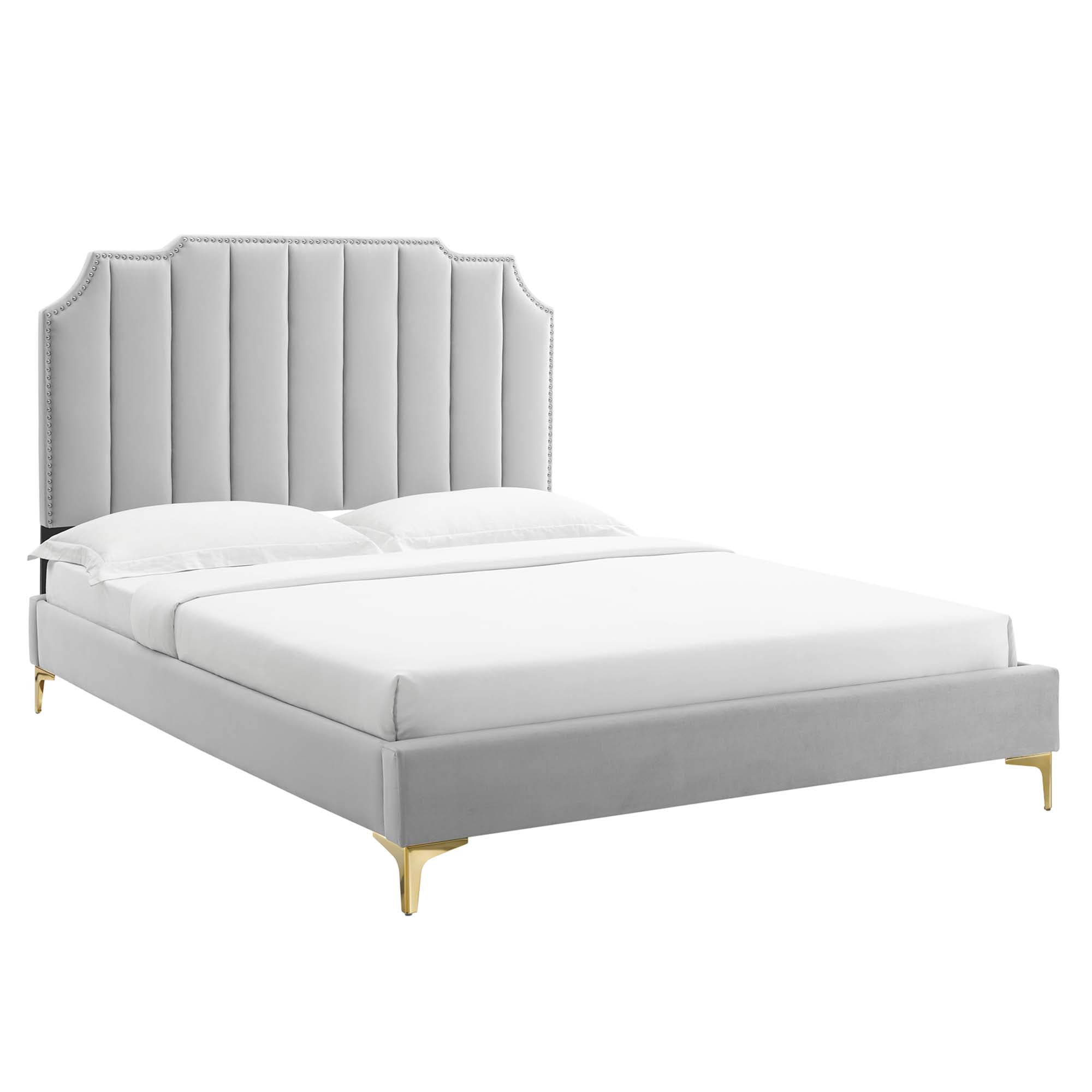 Colette Full Performance Velvet Platform Bed