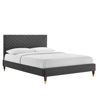 Leah Chevron Tufted Performance Velvet Platform Bed