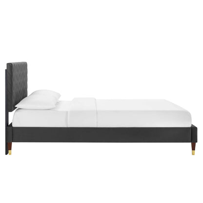 Leah Chevron Tufted Performance Velvet Platform Bed
