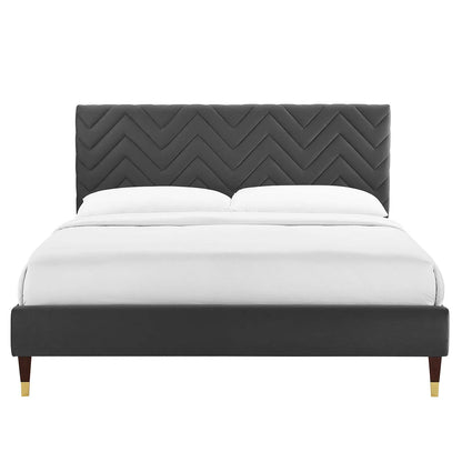 Leah Chevron Tufted Performance Velvet Platform Bed