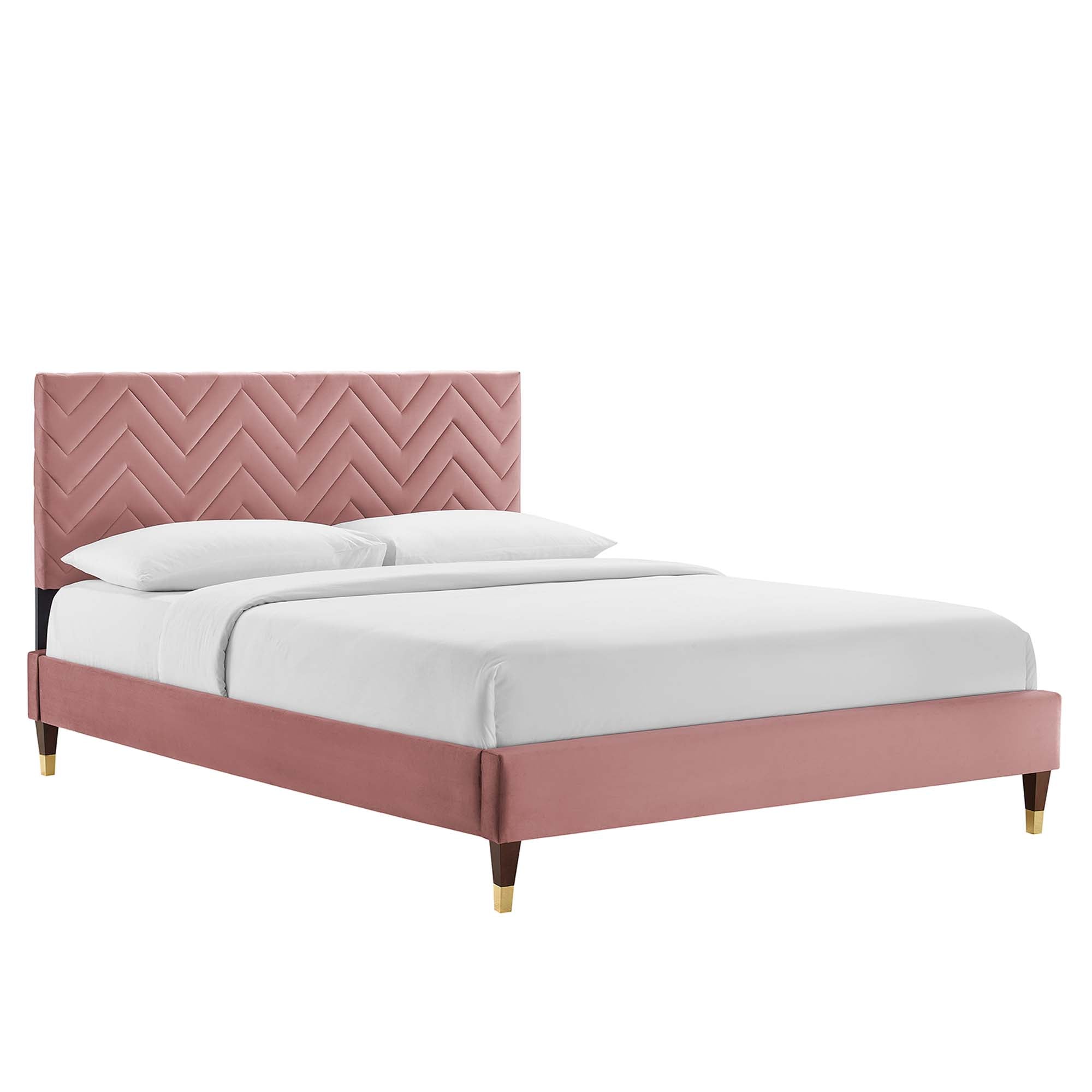 Leah Chevron Tufted Performance Velvet Queen Platform Bed