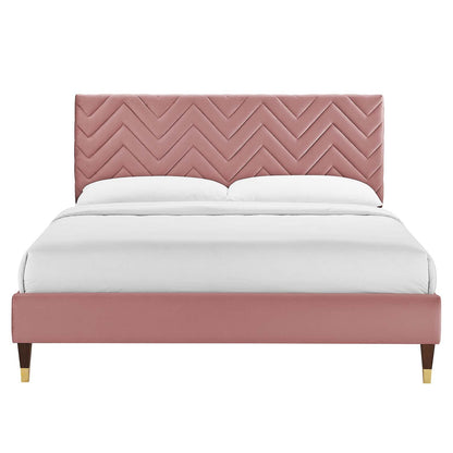 Leah Chevron Tufted Performance Velvet Platform Bed