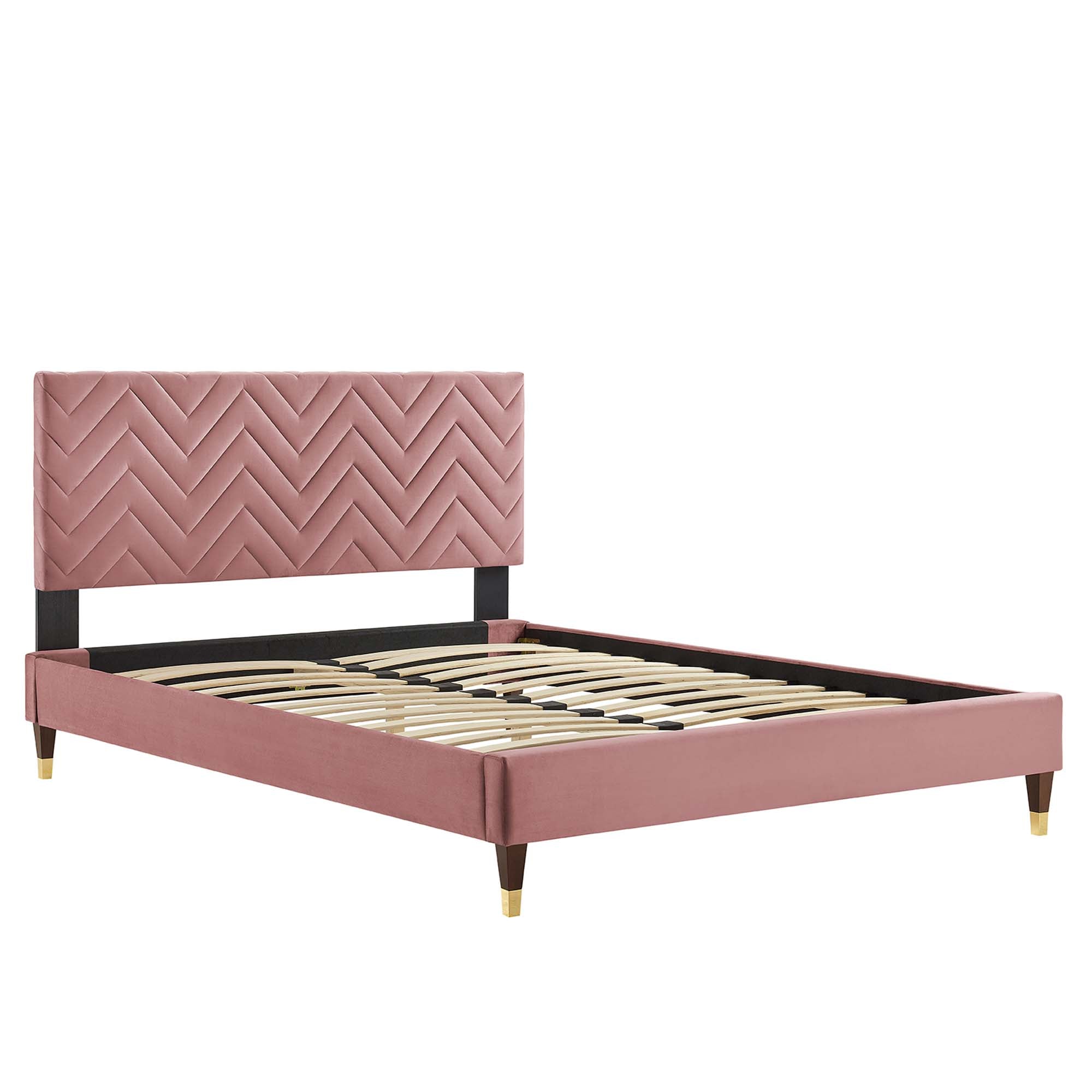 Leah Chevron Tufted Performance Velvet Queen Platform Bed