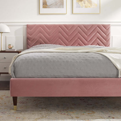 Leah Chevron Tufted Performance Velvet Platform Bed