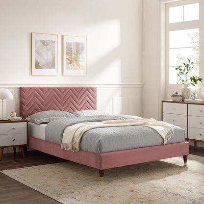 Leah Chevron Tufted Performance Velvet Platform Bed