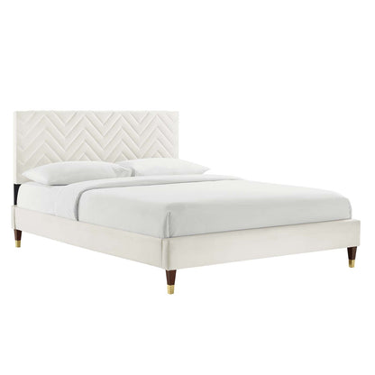 Leah Chevron Tufted Performance Velvet Platform Bed